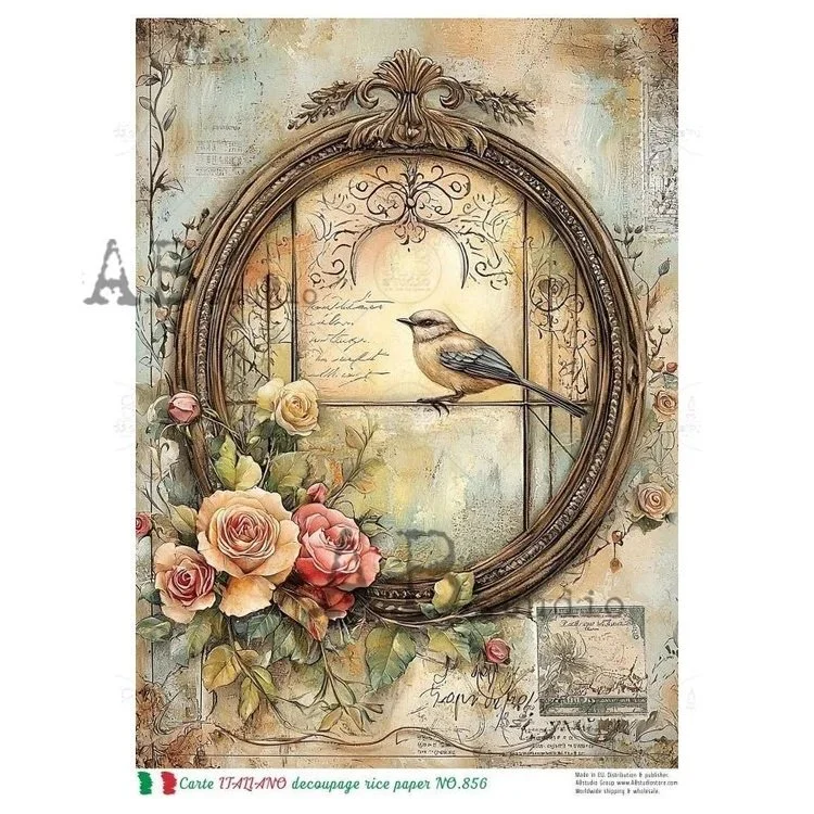 Ornate Oval Bird and Roses.jpg