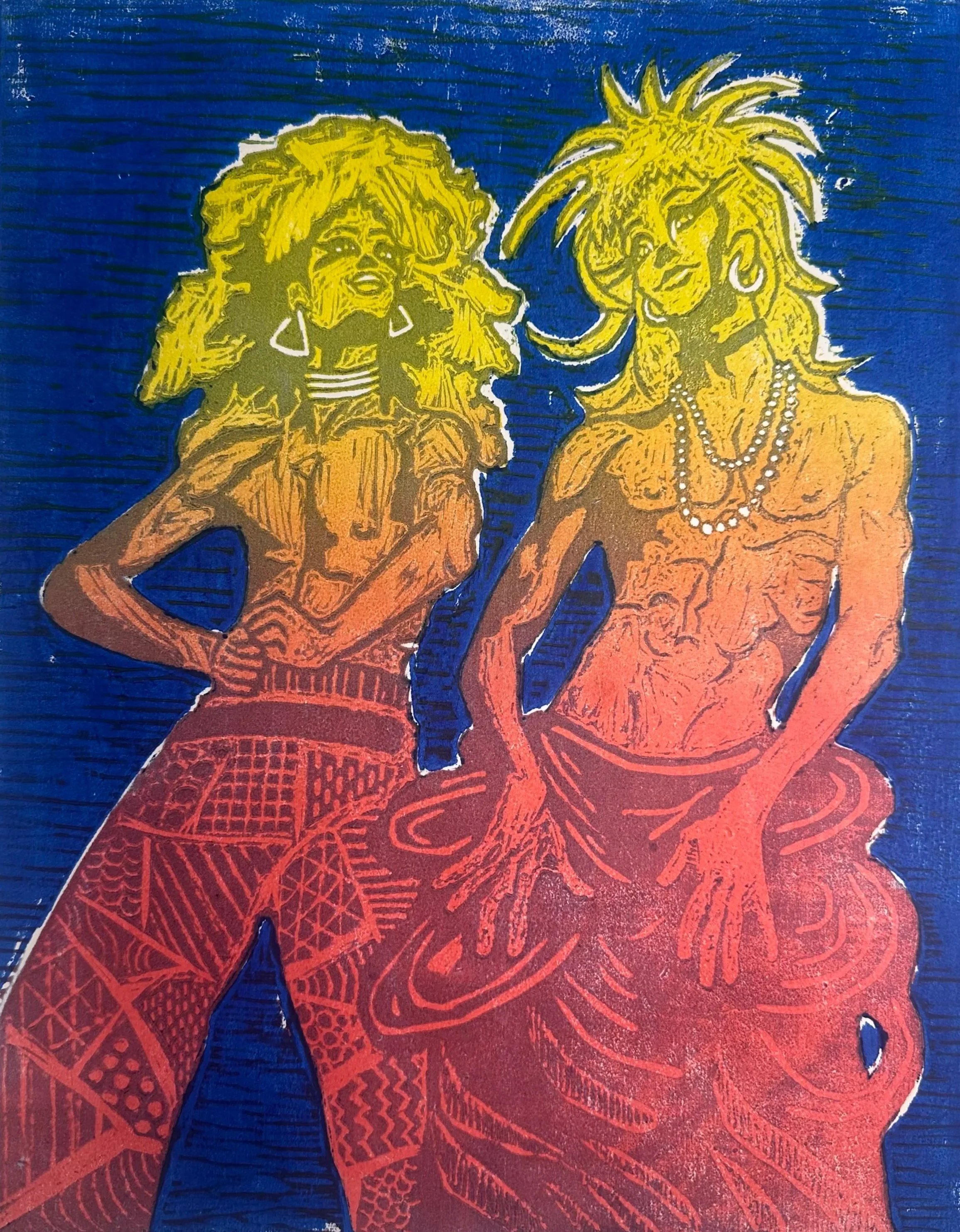 Glitz and Glam, 2024,
woodblock print, 
15”x12”