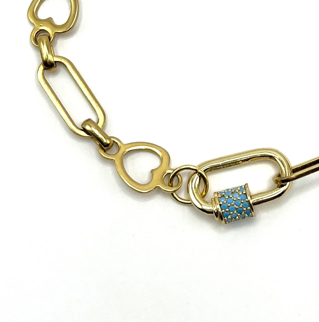 Crystal Carabiner Heart Link Bracelet