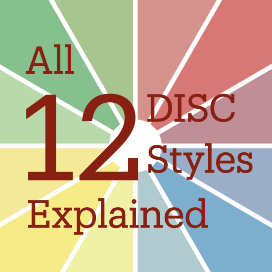 DISC Color wheel with overlaid text reading "All 12 DISC Styles Explained."