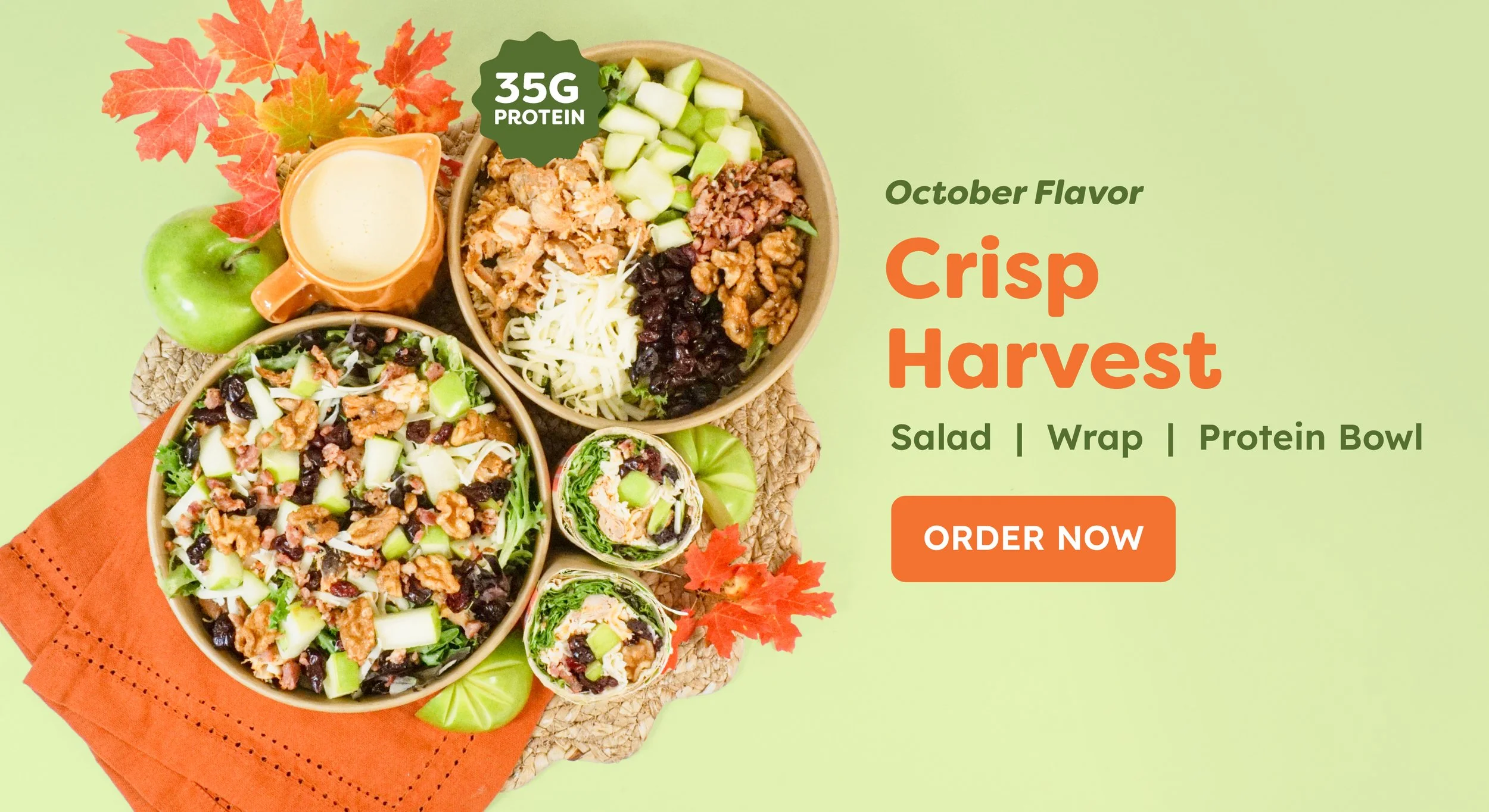Crisp Harvest Salad Wrap Protein Bowl October Monthly Flavor Salad Spot
