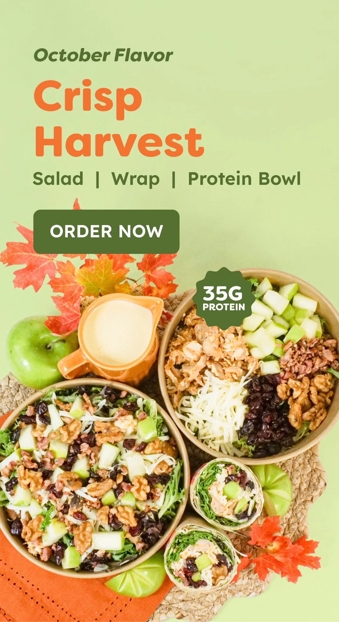 Crisp Harvest Salad Wrap Protein Bowl October Monthly Flavor Salad Spot