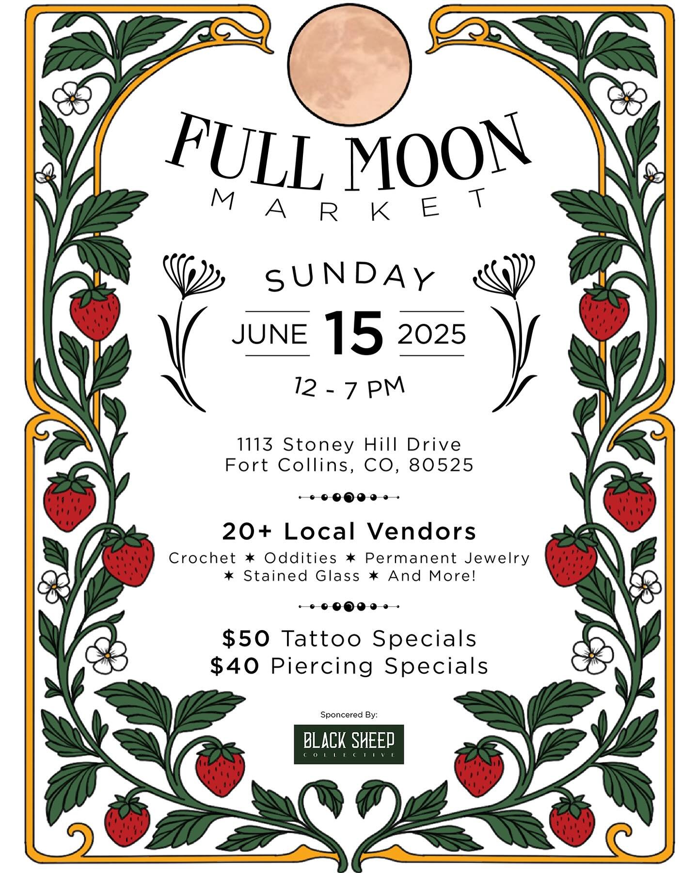 Get ready for our next Full Moon Market :D hosted on Sunday June 15th from noon to 7pm
.
Not only will we have over 20 local vendors, but we will also be hosting a second Friday 13th event. Cause one Friday 13th in the year just isn&rsquo;t enough, r