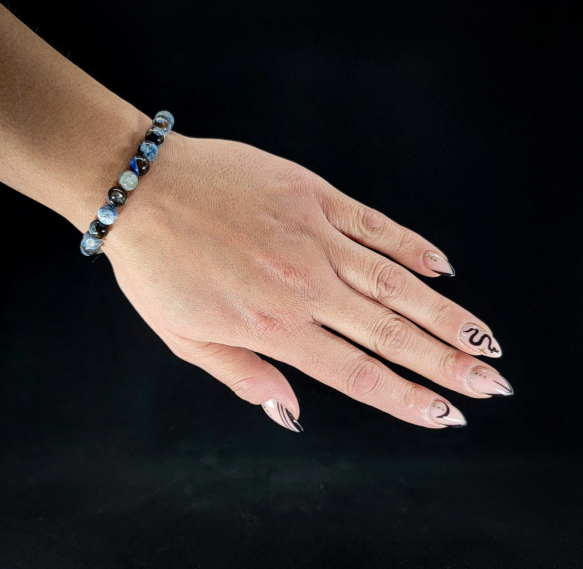 Dark Blue Orca Agate 8mm