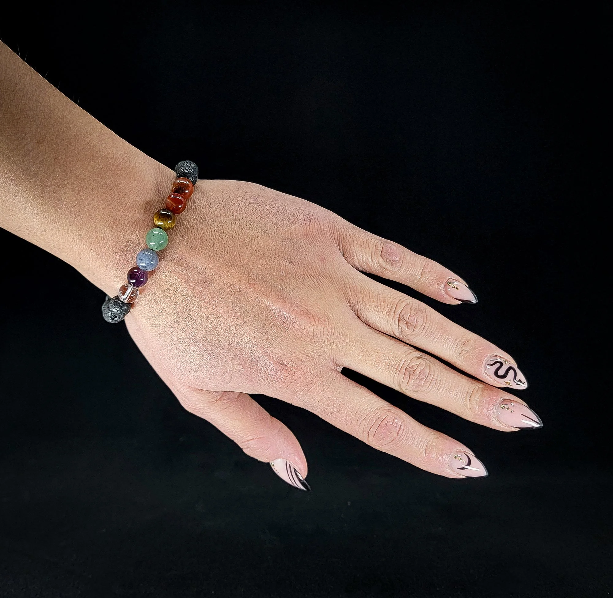 Chakra Bracelet with Lava Stones 8mm