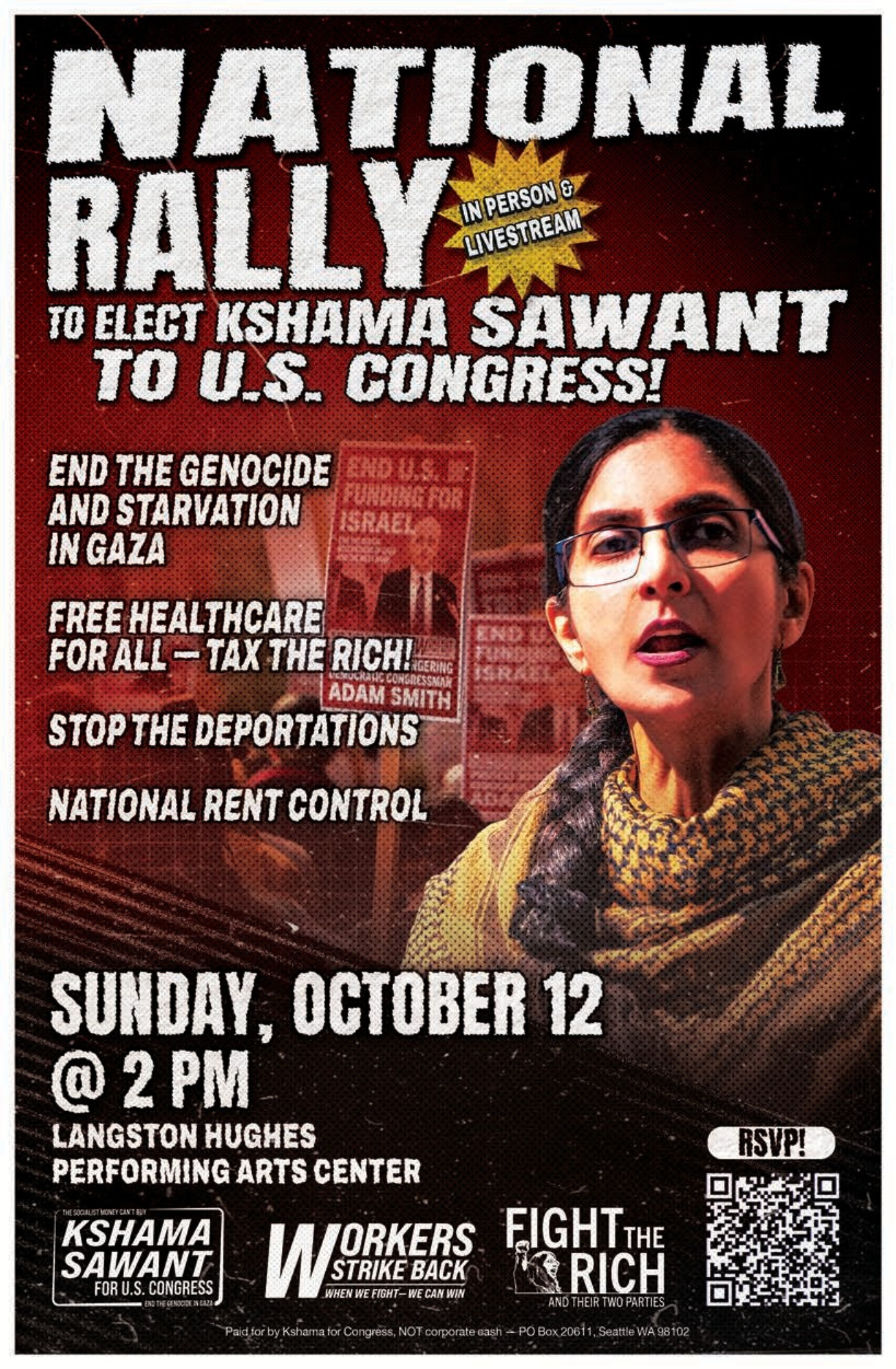 NATIONAL RALLY IN SEATTLE — Send Kshama to Congress!