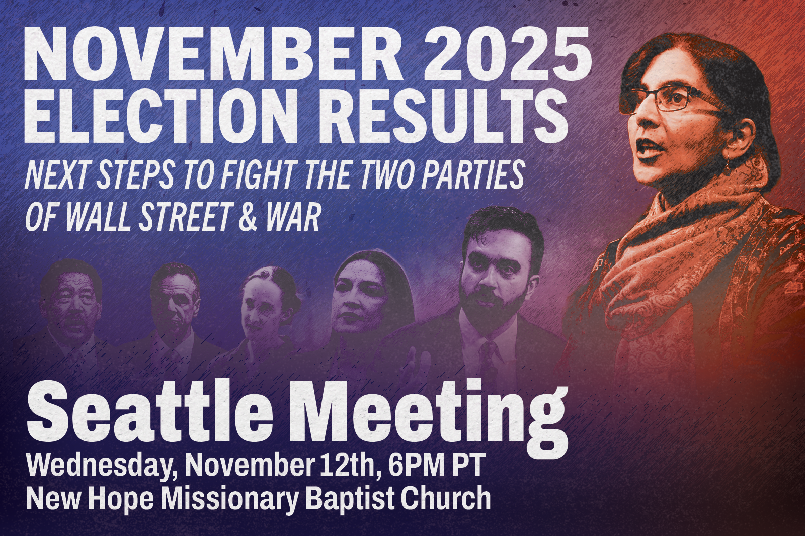 SEATTLE November Meeting — 2025 Elections: Next Steps to Fight the Two Parties of Wall Street