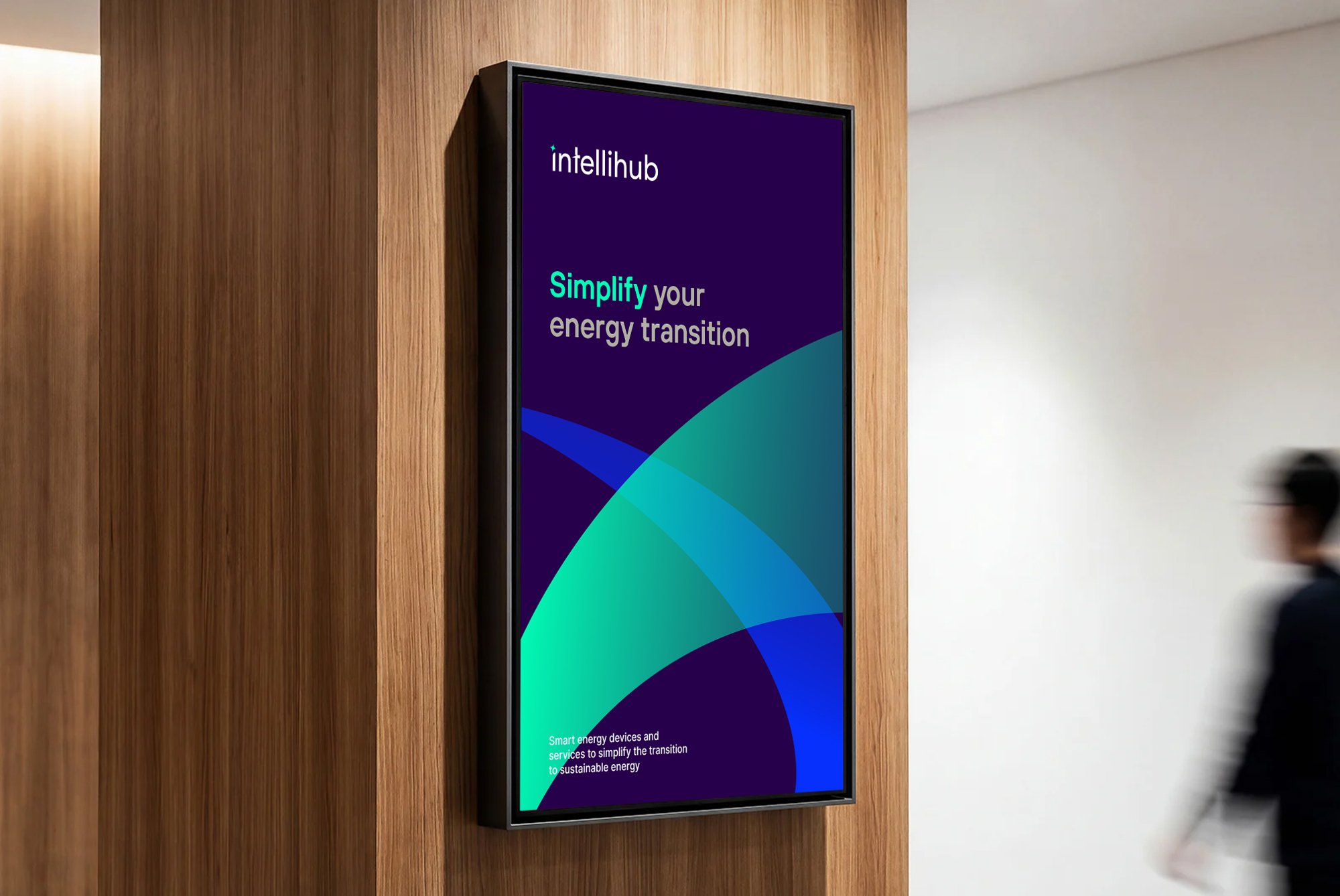 Screen in office showing Intellihub message