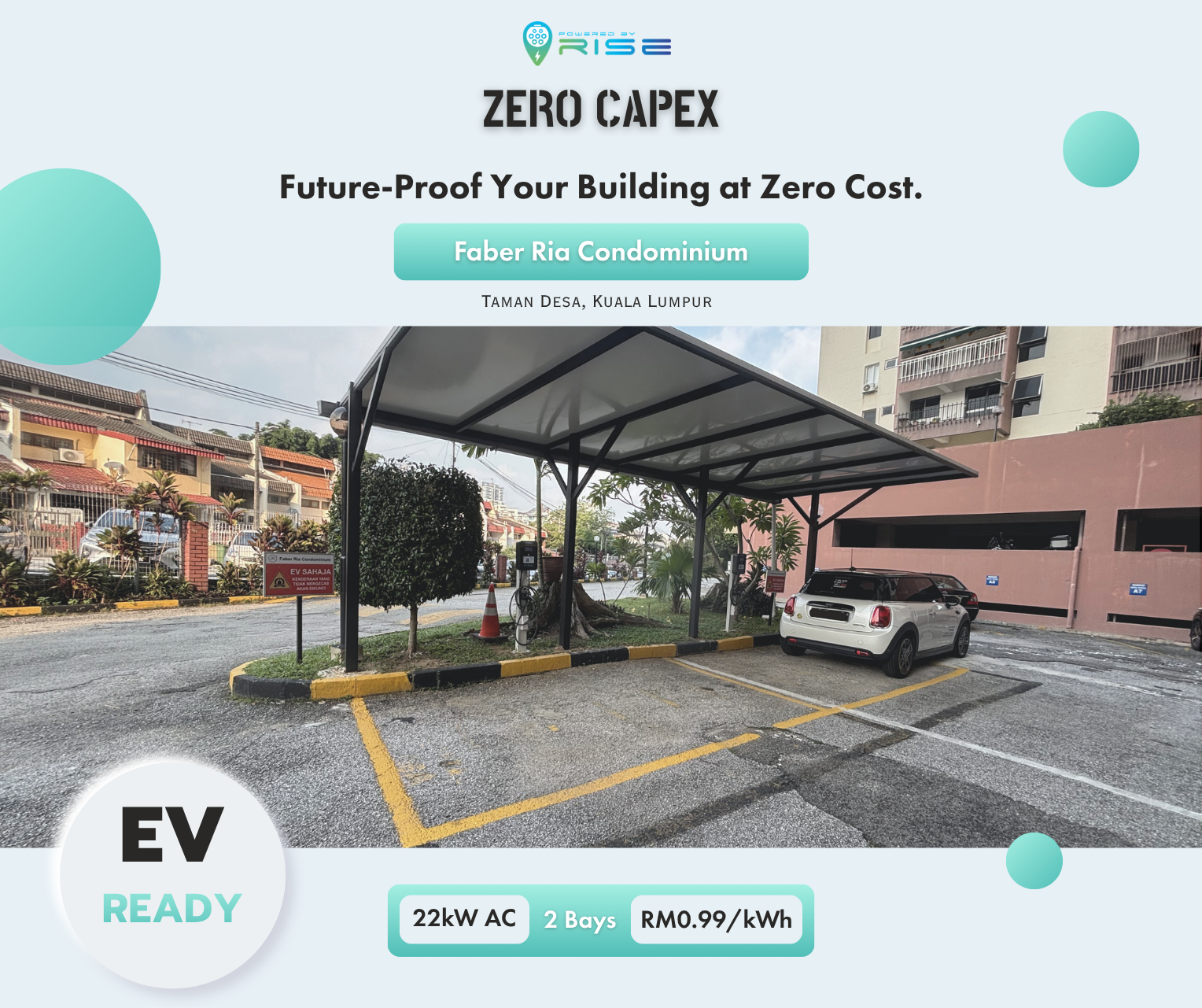 Powered by RISE EV charging station at Faber Ria Condominium.