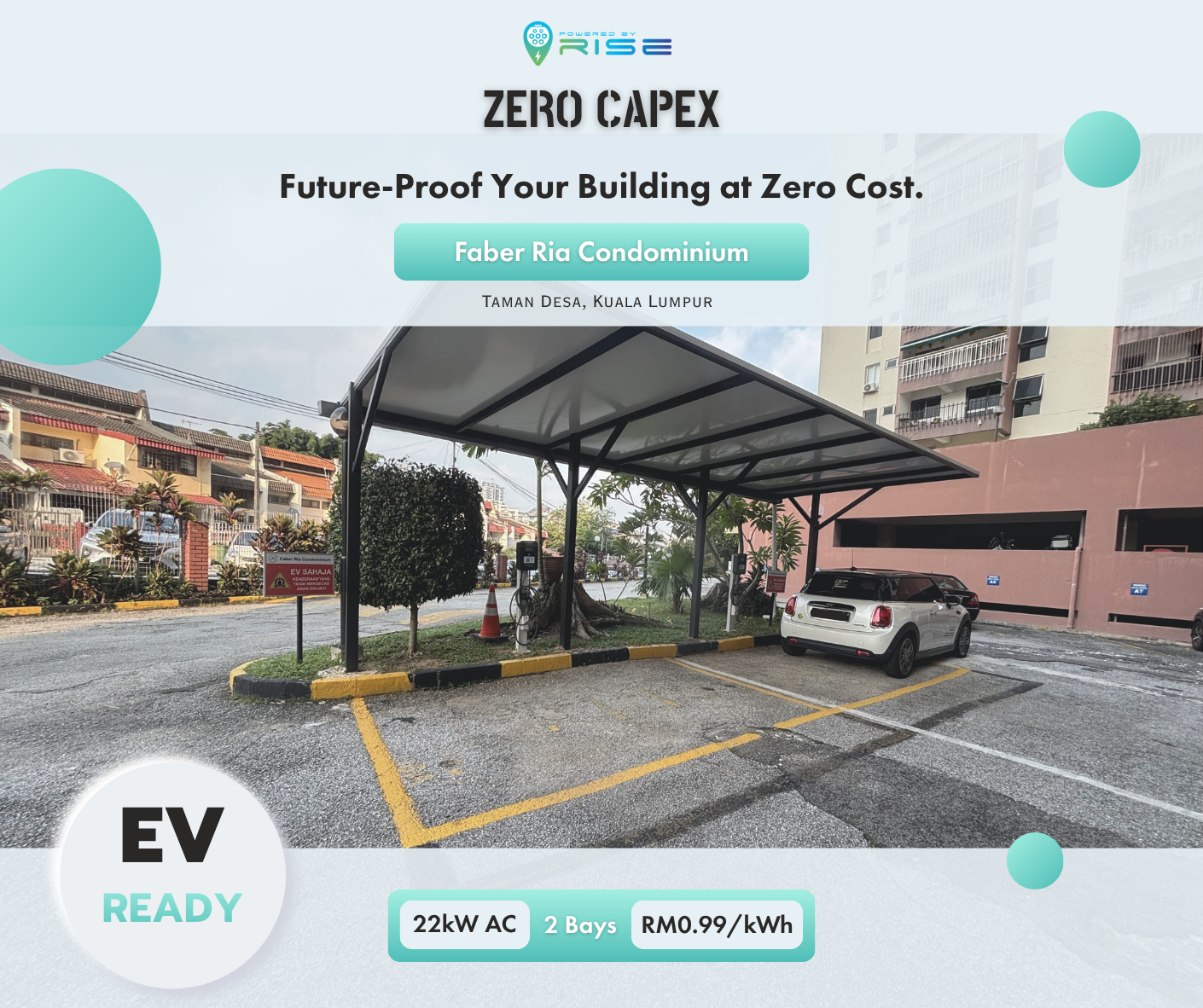Powered by RISE EV charging station at Faber Ria Condominium.