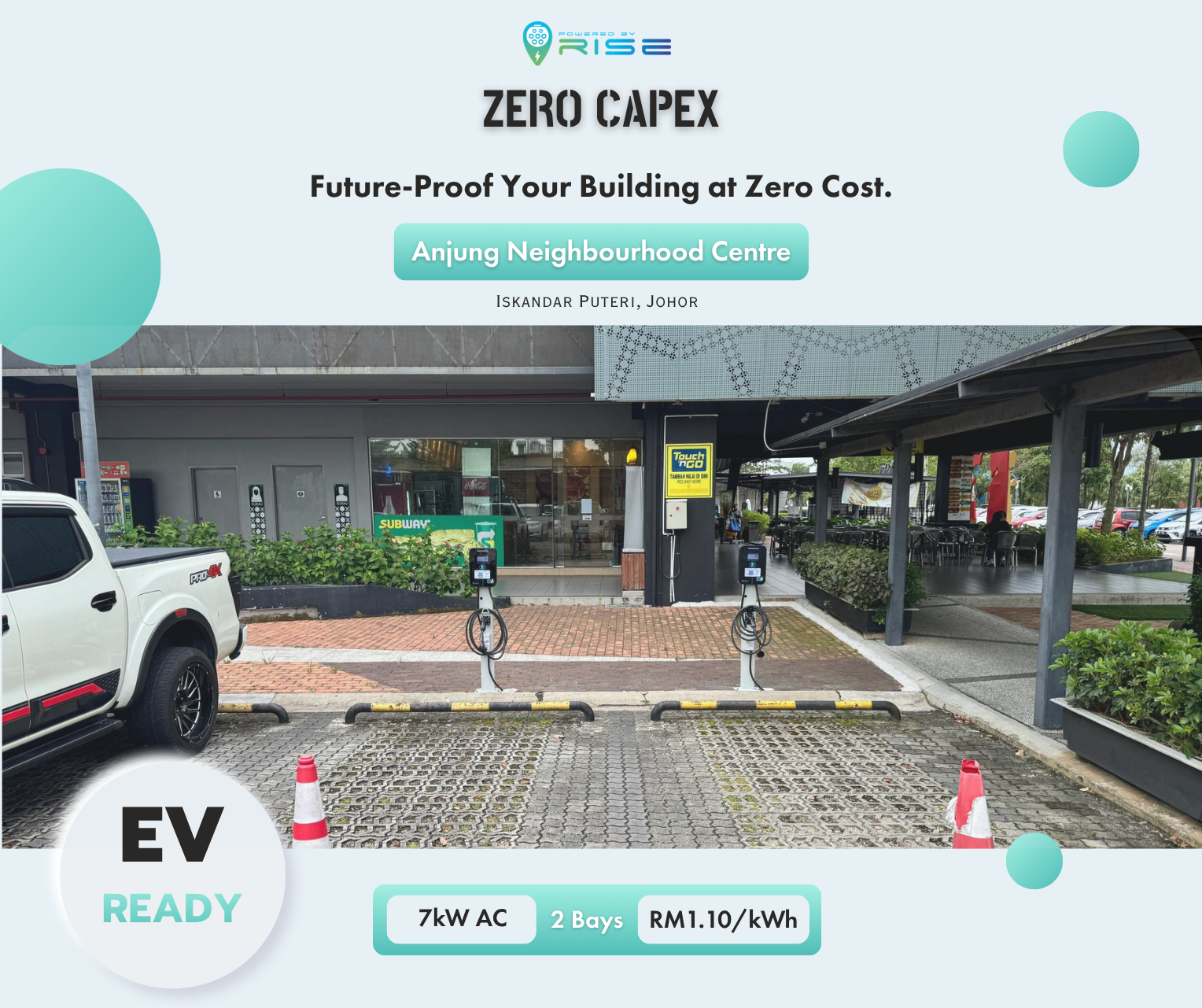 Powered by RISE EV charging station at Anjung Neighbourhood Centre