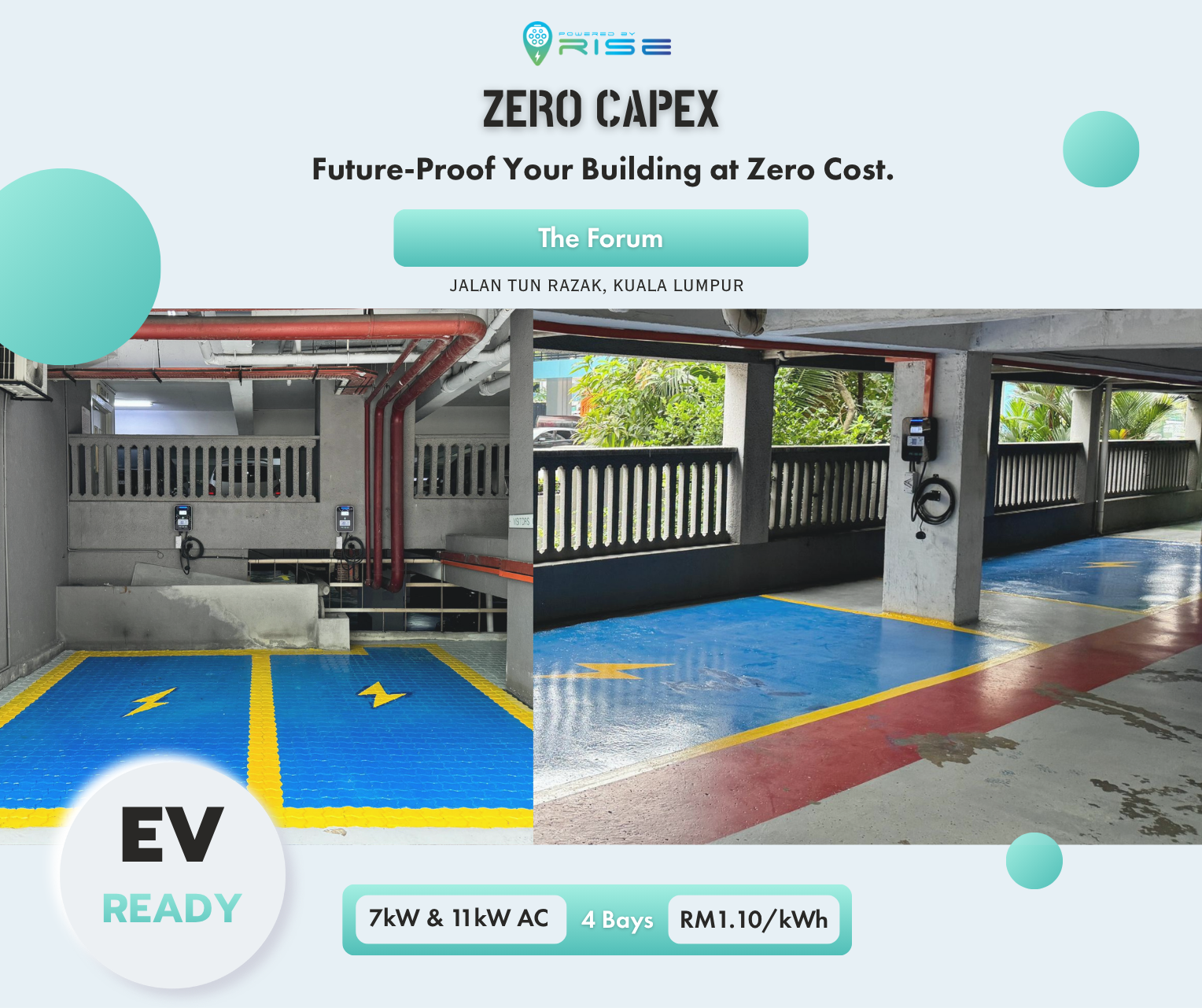 Powered by RISE EV charging station at The Forum