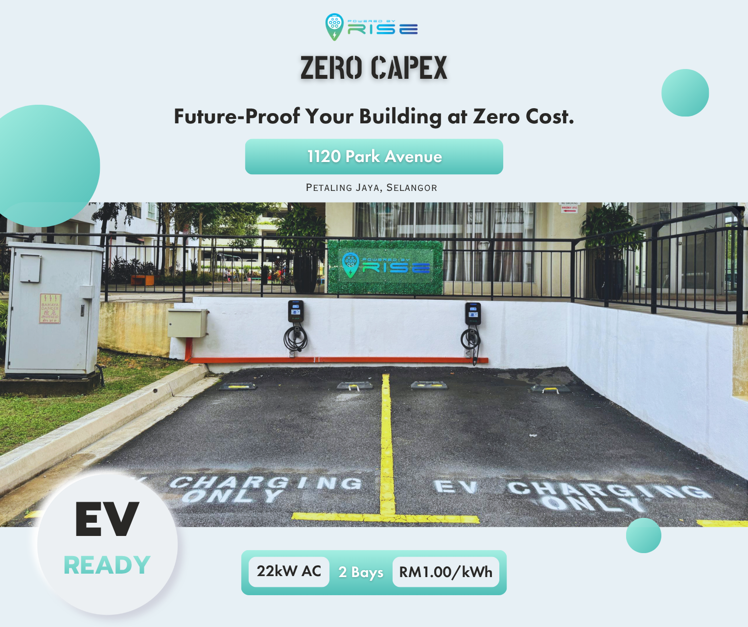 Powered by RISE EV charging station at 1120 Park Avenue