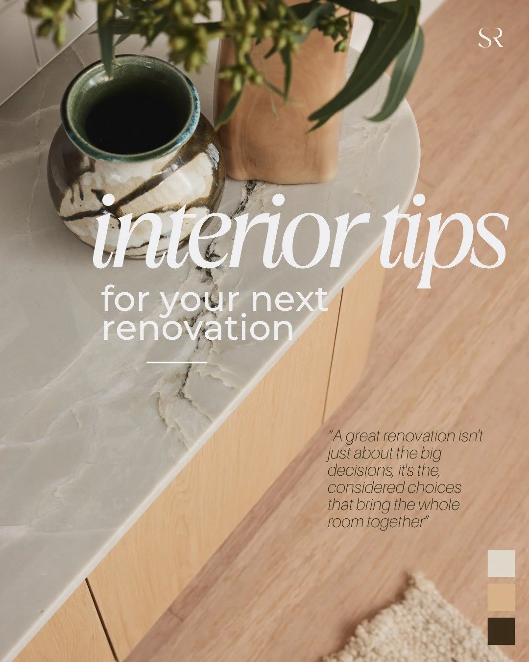 4 tips for your next room renovation. Small, considered choices make the biggest difference, swipe through for a few we always keep in mind.