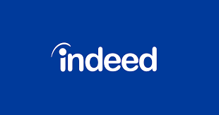 The Indeed logo on a blue background.