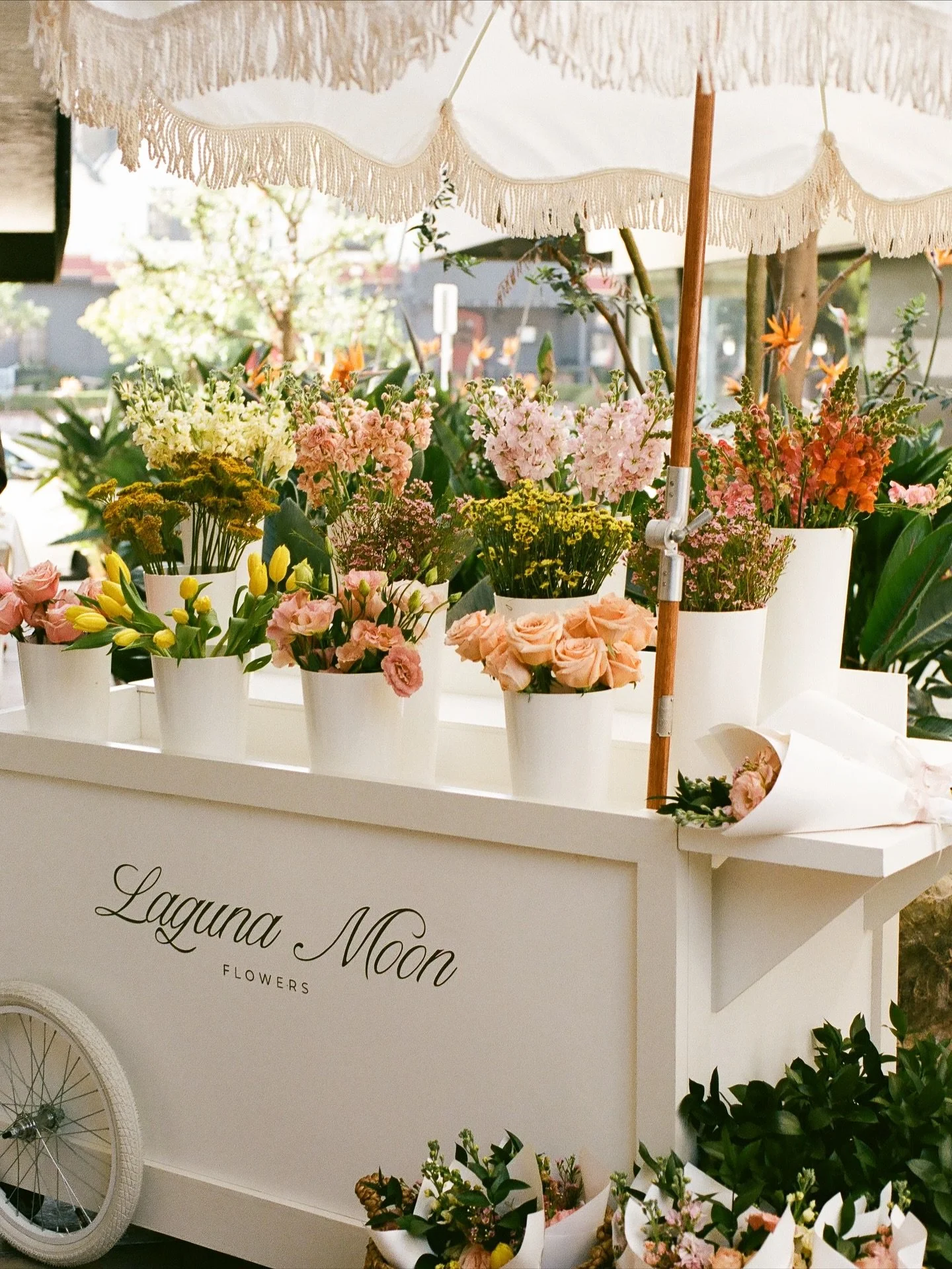 the flower cart in action at the new @sol_thestudio Corona del Mar location from last  Friday 🤍I had so much fun helping guests build their bouquets after a studio preview 🌷

thank you @katrodman_creative for these dreamy photos!