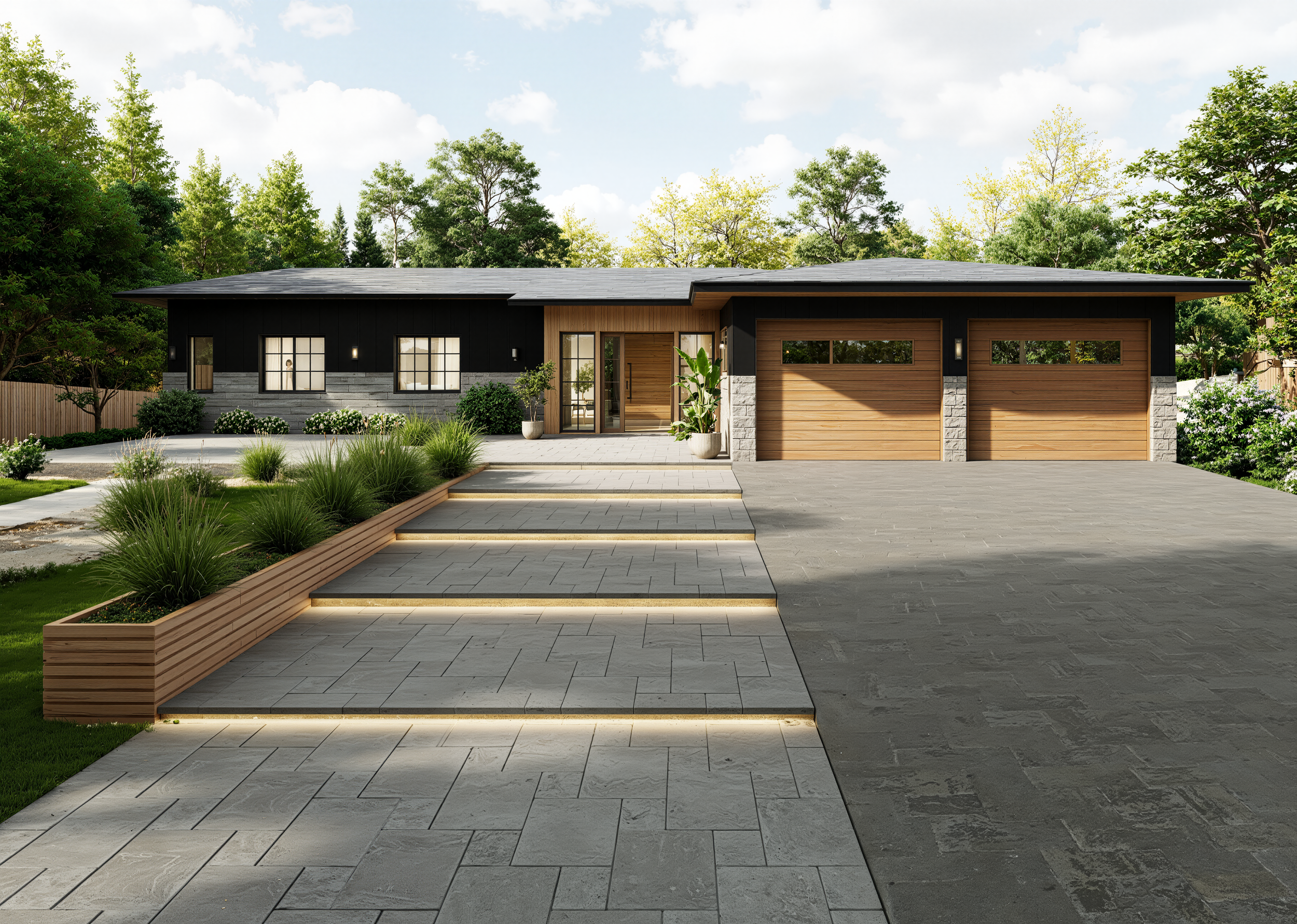 Modern Exterior Remodel - Front Yard - Entry Way - Driveway