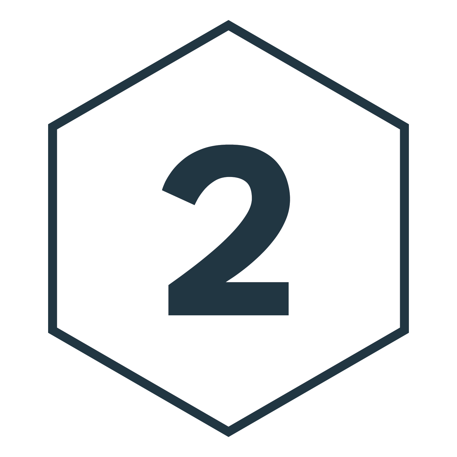 Number 2 inside a hexagon outline