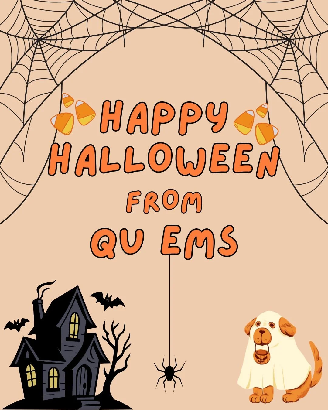 Happy Halloween! Wishing everyone a safe, fun, and spooky night! 🎃 🍬QU EMS will be staffed and ready to keep campus safe all night long 🚑