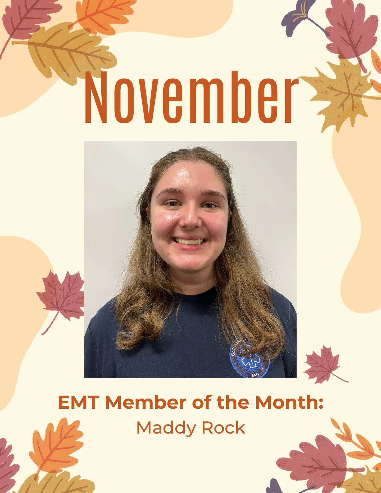 Our November members of the month are Maddy Rock from the EMT Division and Elena Rotondo from the Auxiliary Division! 🎉
Maddy has been doing an amazing job as our Social Coordinator, planning everything from formal outings to spontaneous game watch 