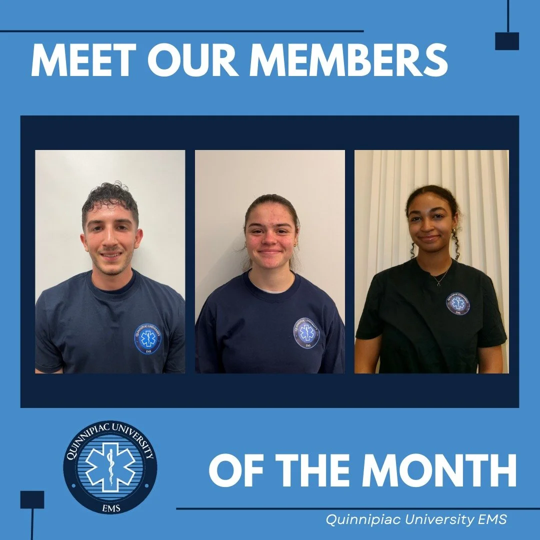 Meet our March members of the month💚🍀😄! Thank you for all of your hard work and dedication. Your commitments to QU EMS do not go unnoticed!