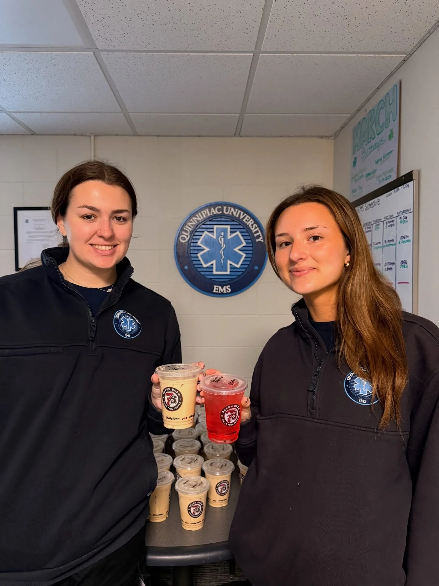 We are so beyond grateful to partner with @7brewcoffee once again! We spread all the love (and the coffee) to our hard-working members and to some friendly faces in the Quinnipiac community. Thank you to the entire 7 Brew team, and we hope to see you