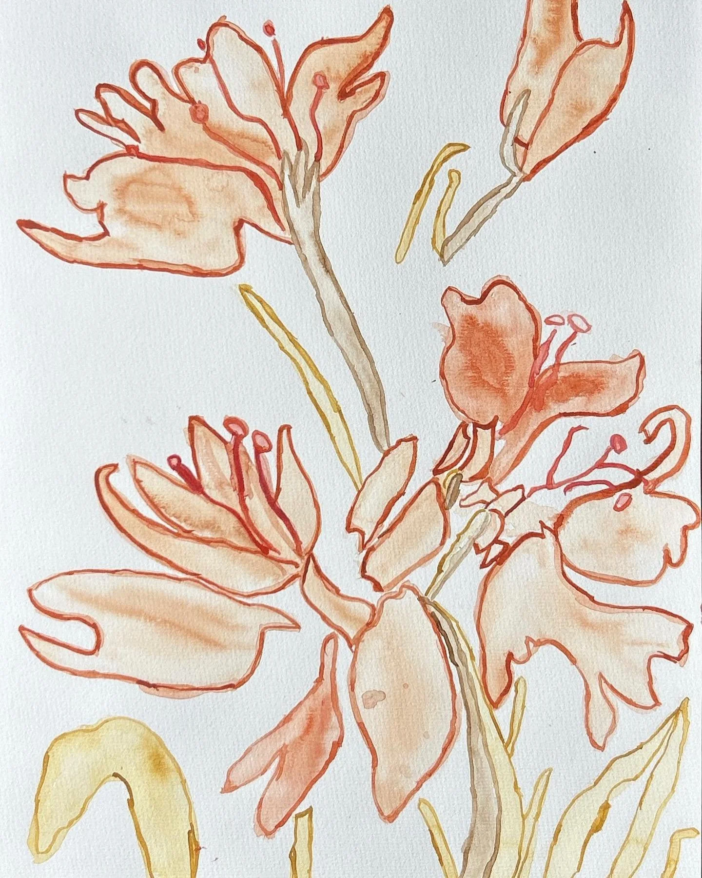 &lsquo;Orange Blooms&rsquo;, 297mm x 420mm, watercolour on paper. 

I loved experimenting with orange colours in this painting. Orange is a gorgeous colour! 

- Josie x