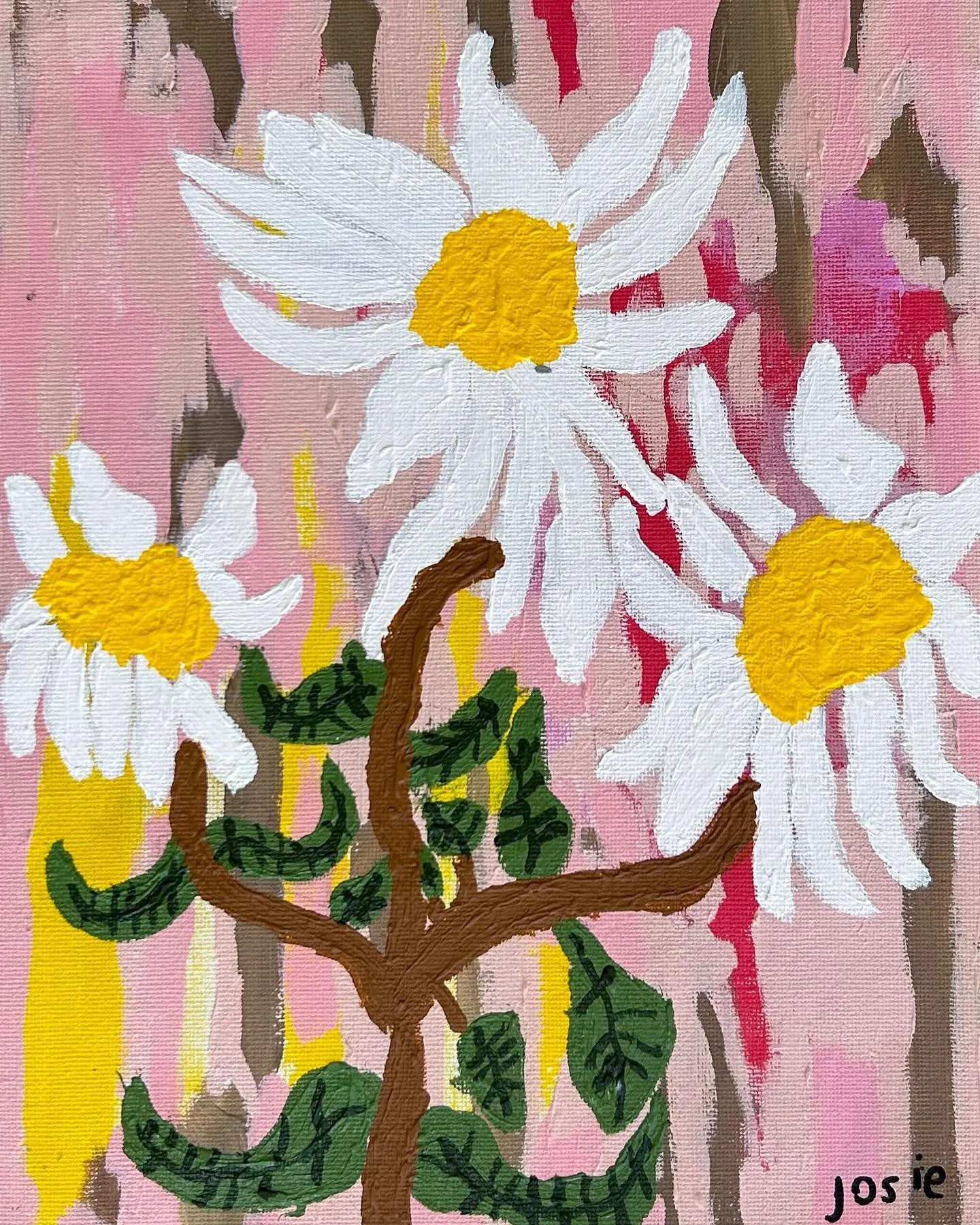 &lsquo;Daisies in Paradise&rsquo;, 210mm x 297mm, acrylic on canvas. 

I was inspired by the daisies in our garden. I love their colours! ✨

- Josie x