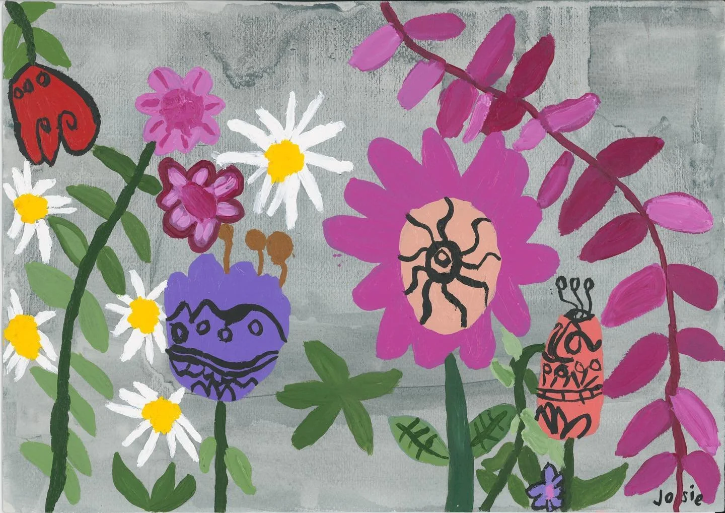 &lsquo;Flowers for Love&rsquo;, 297mm x 420mm, acrylic on canvas.

I loved doing this painting, I loved using the colourful paints! 

- Josie x