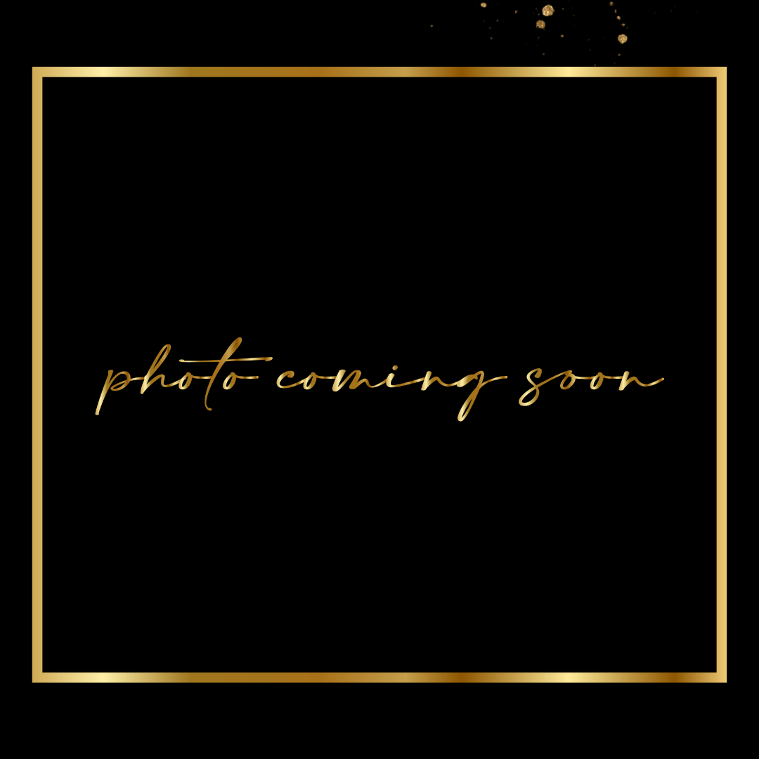 Placeholder image with black background, gold border, and gold cursive text that says 'photo coming soon'.