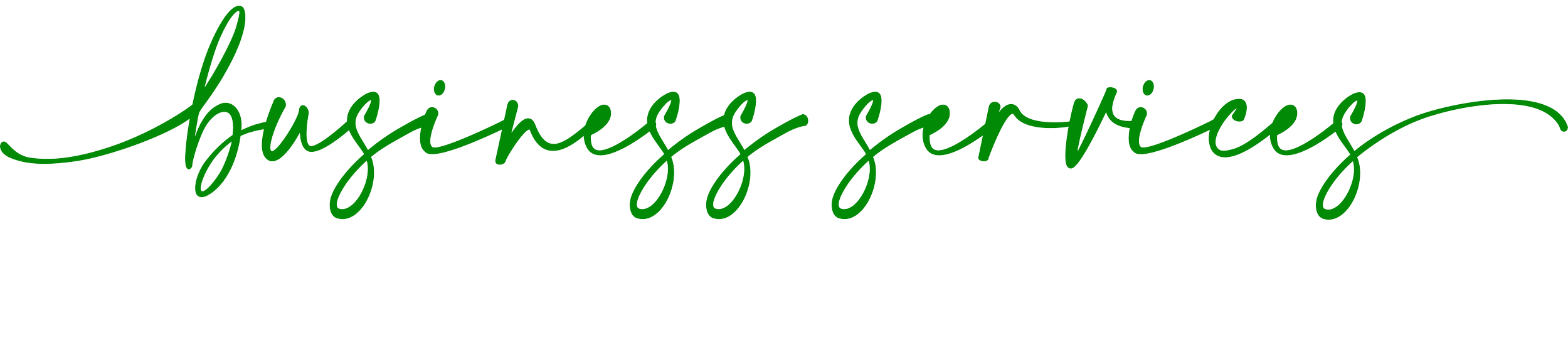 The words 'business services' written in elegant green cursive font.