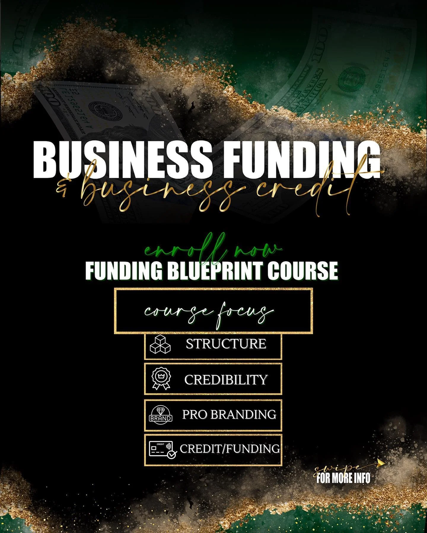 NOW ENROLLING for a LIMITED TIME ONLY!

Enroll now in our Business Funding &amp; Credit Course. This course provides you with all the knowledge and hands-on training you will need to get funded in 90 days or less. 

There is no limit to the amount of