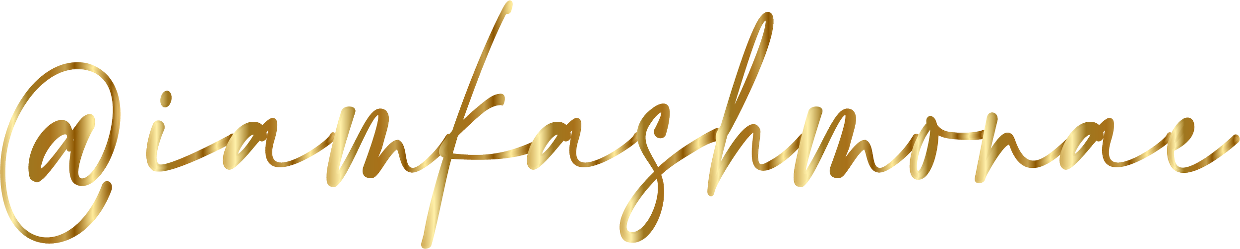Gold cursive text that says "iamkashmonae" on a white background