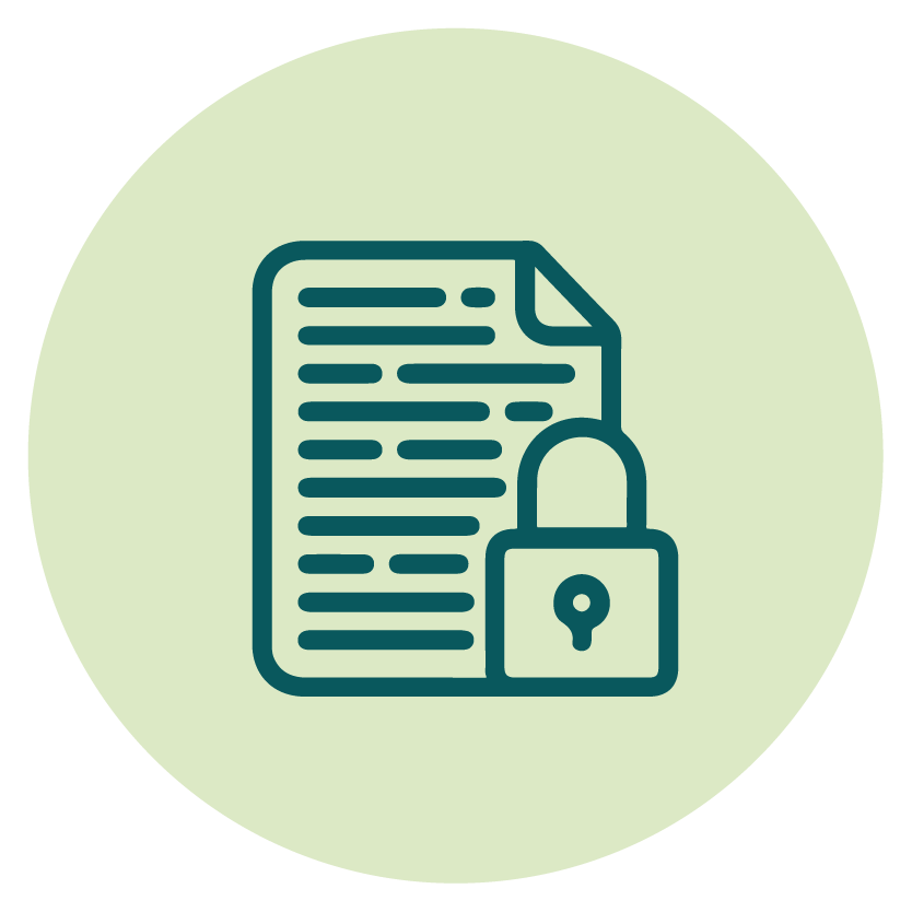 Icon of a document with a padlock, representing document security or privacy.