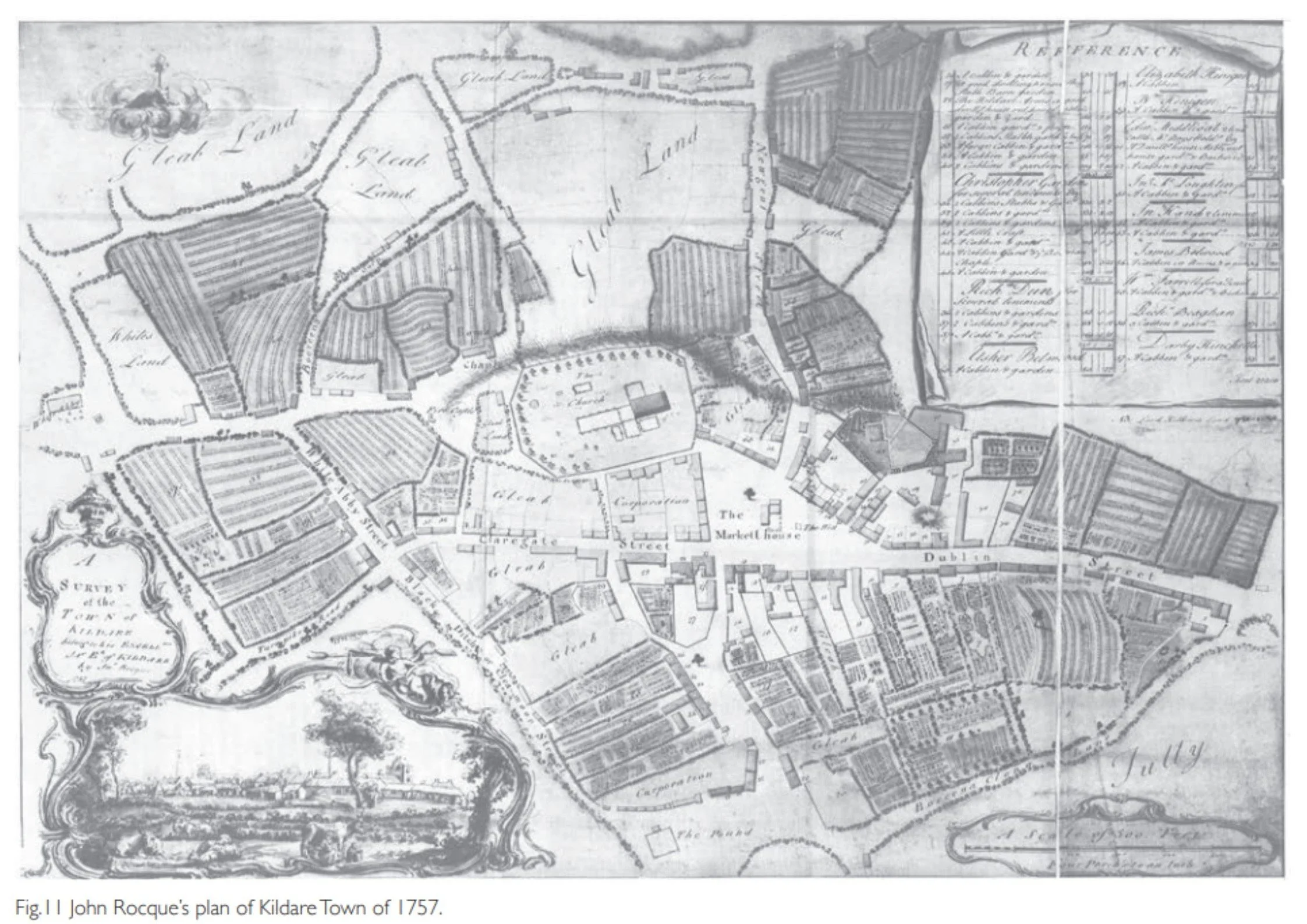 Photo of John Rocque's  plan of Kildare Town 1757