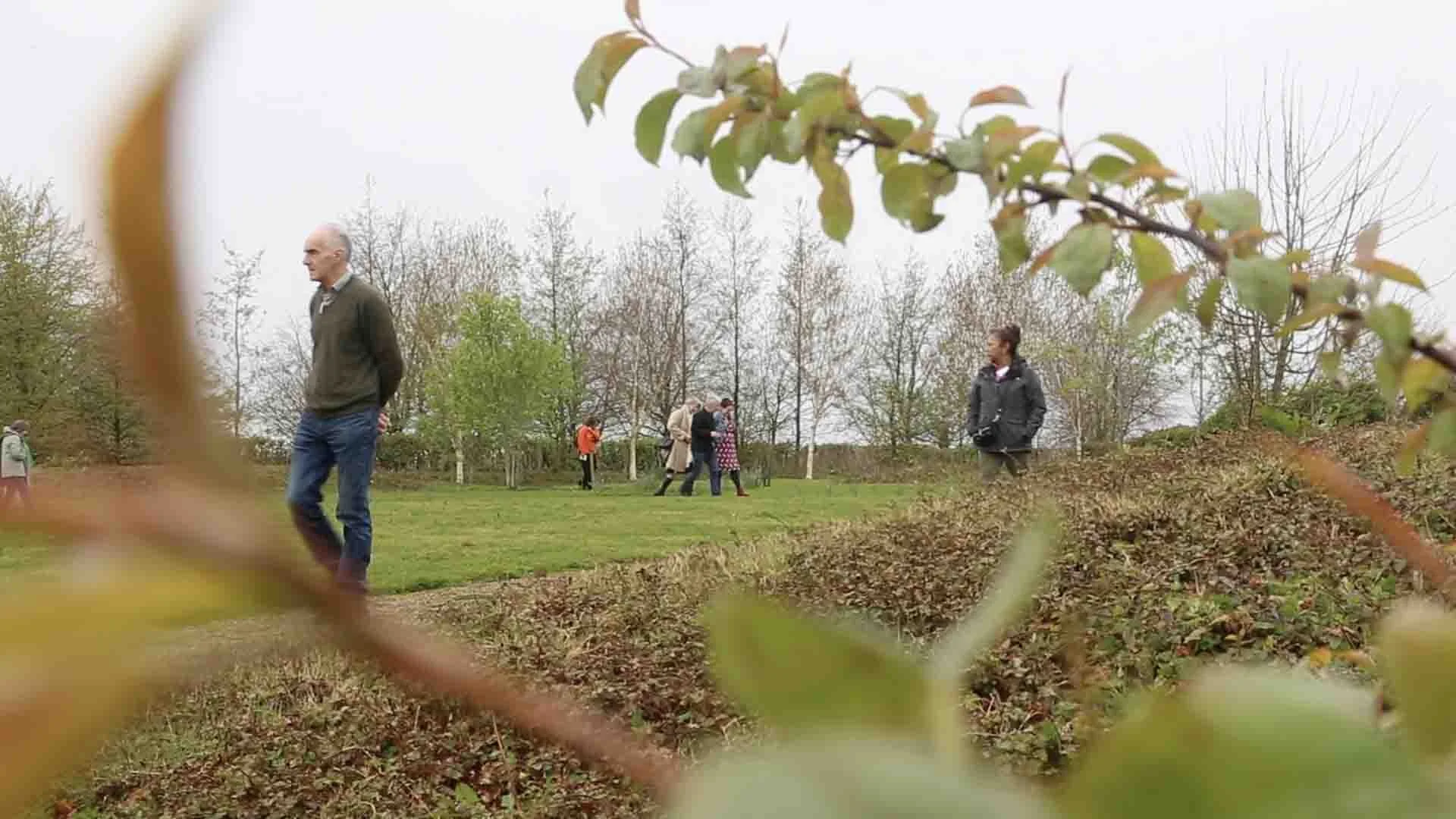 Photo of people walking the path on the ground of the Solas Bhríde Centre.