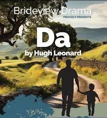 Poster for play 'Da' image of man and boy walking down a country lane.