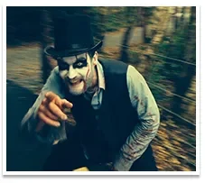 male pictured with facepaint on dressed for halloween
