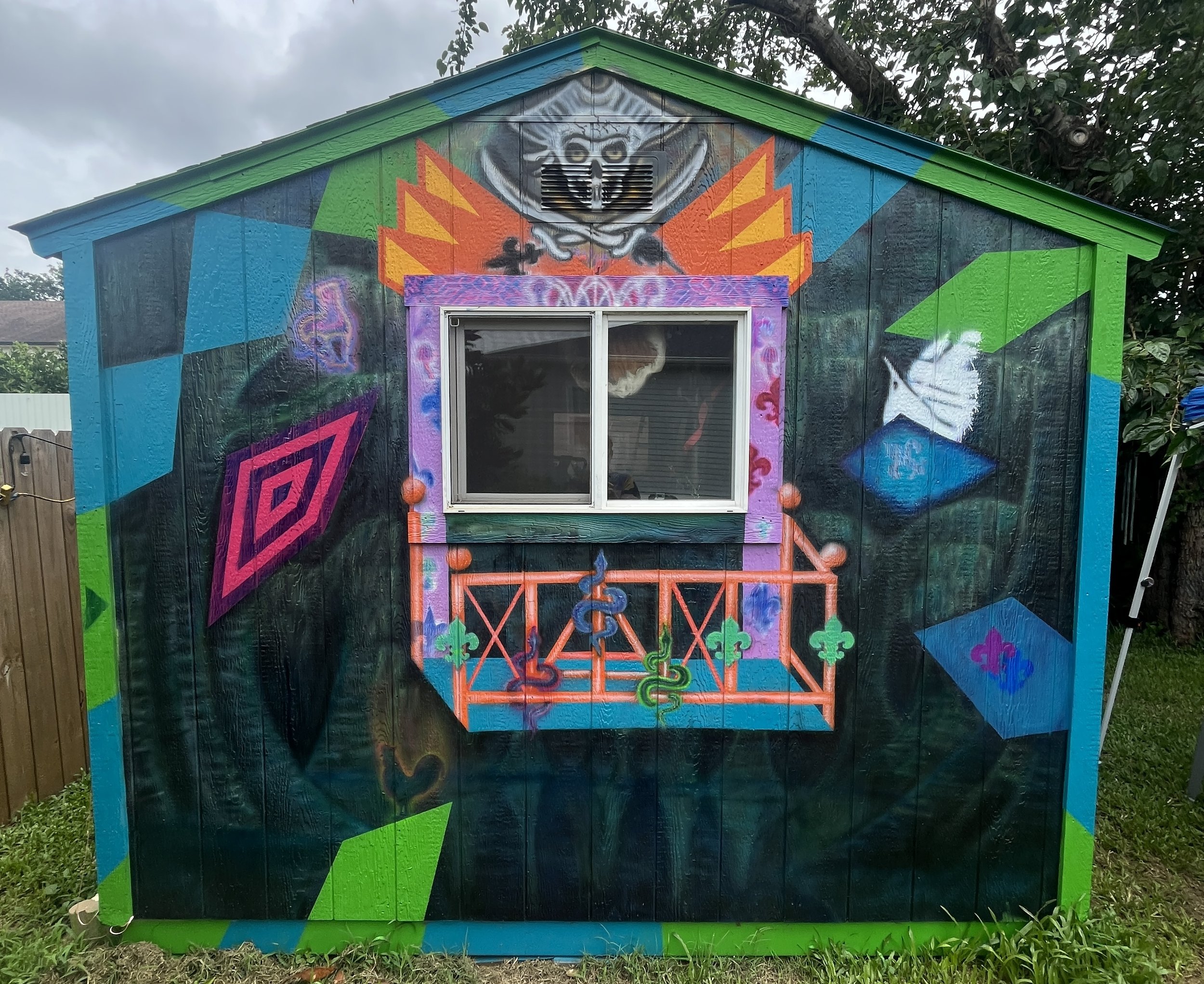 New Orleans geometric pirate mural