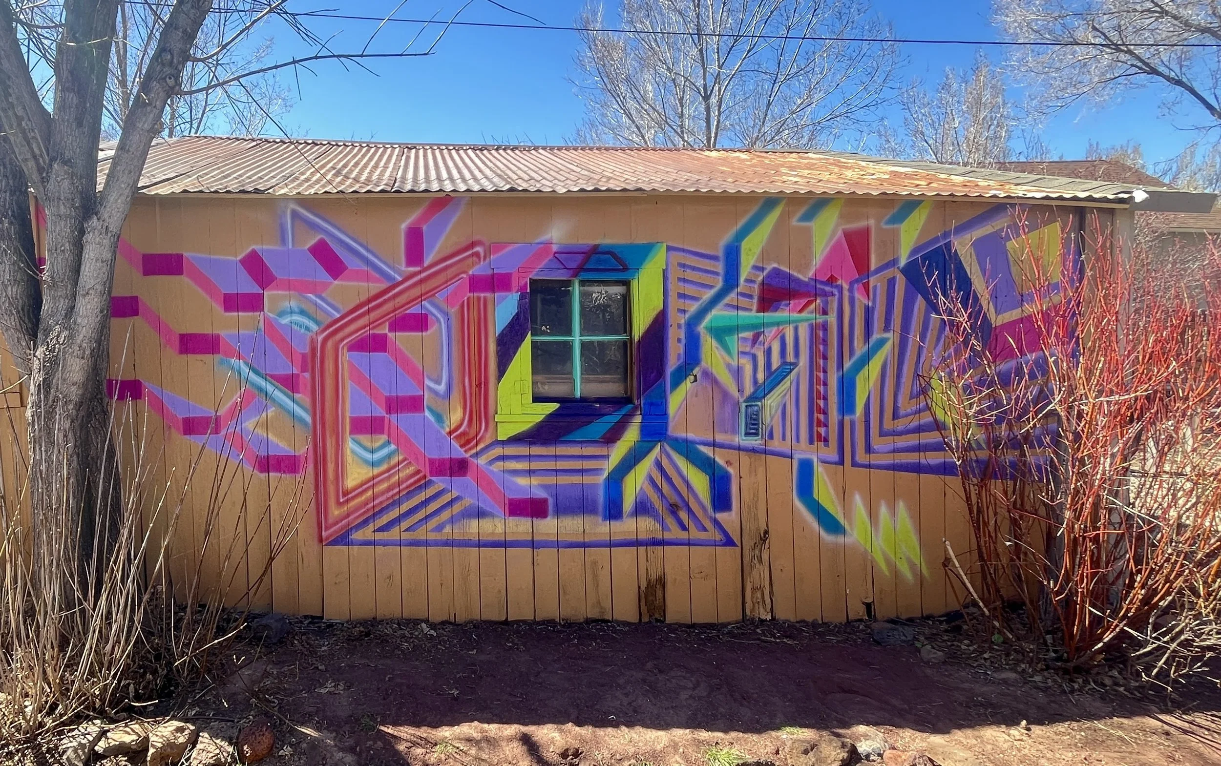 graffiti, Tucson Arizona mural, geometric mural, graffiti artist for hire, abstract mural, modern mural, increase foot traffic.