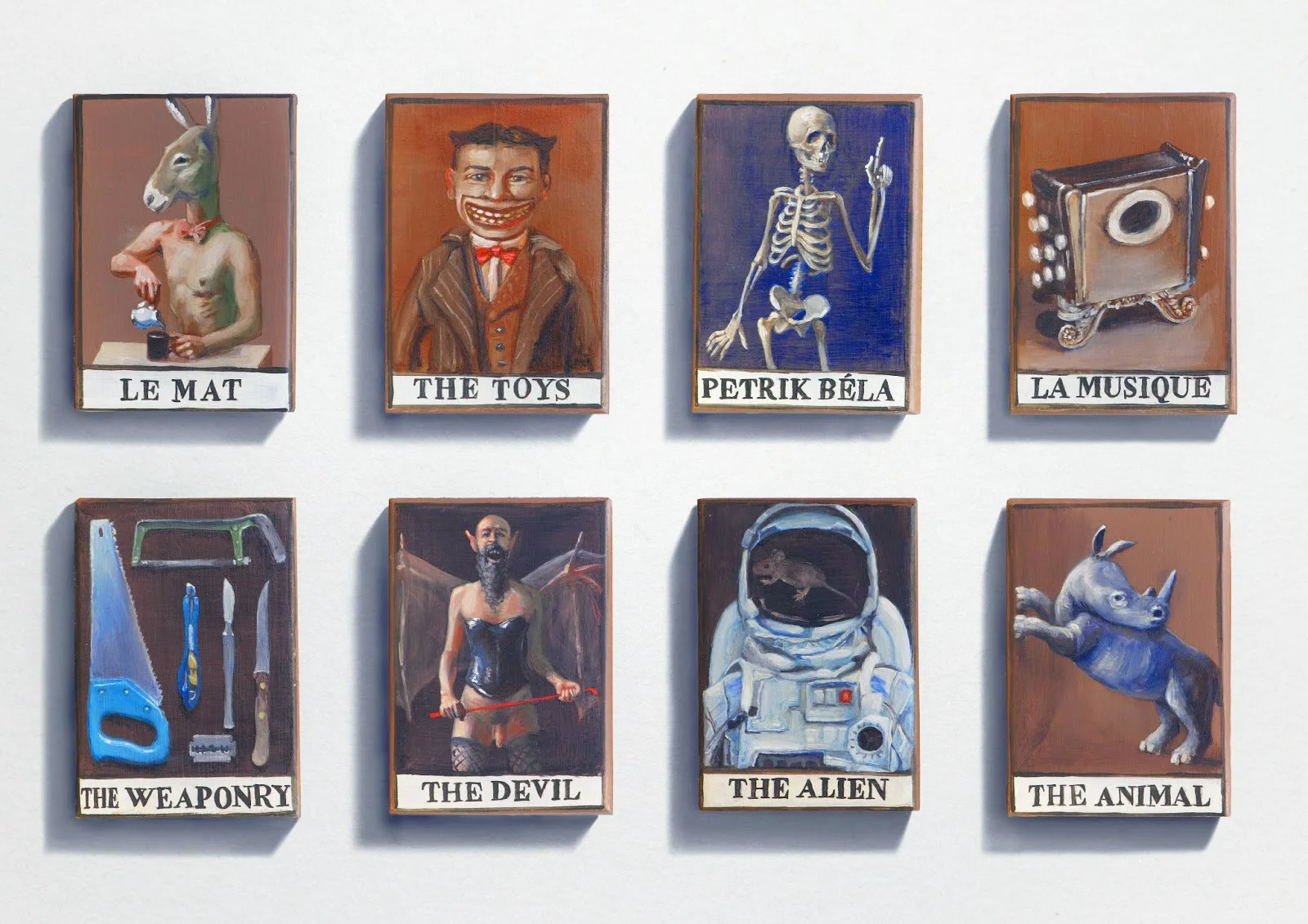 'Tarot' - 7x5cm each, oil on wood panel