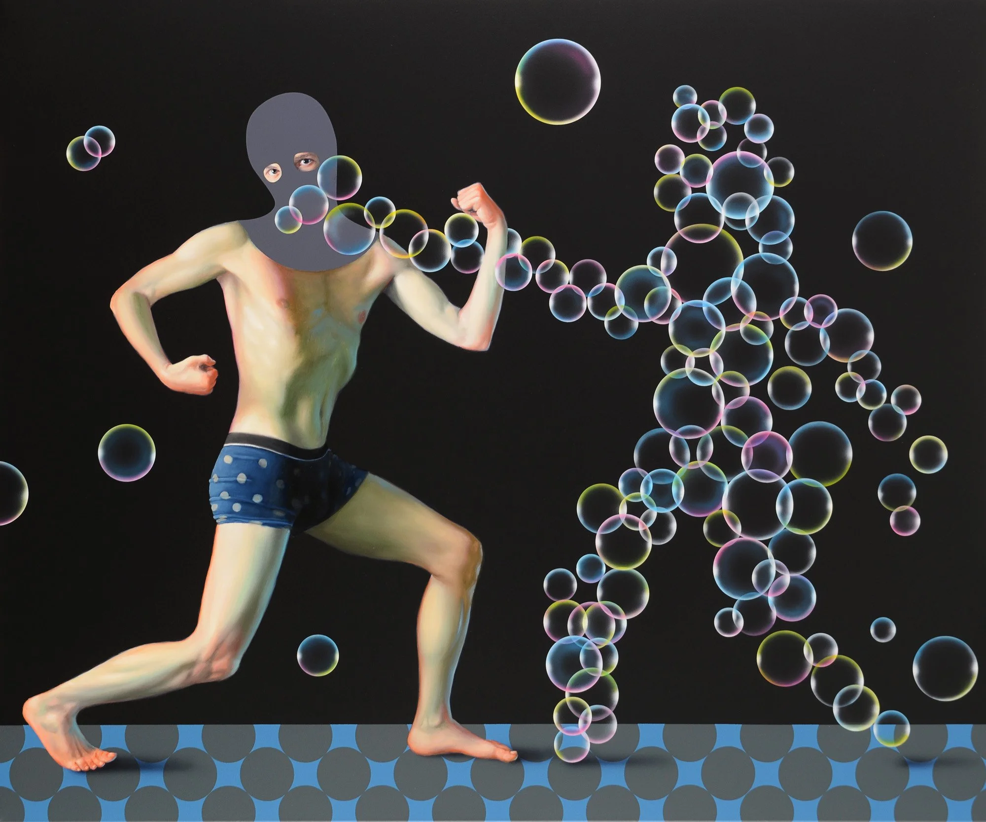 'The Soap Bubble Man' 100x120cm, oil and acrylic on canvas 