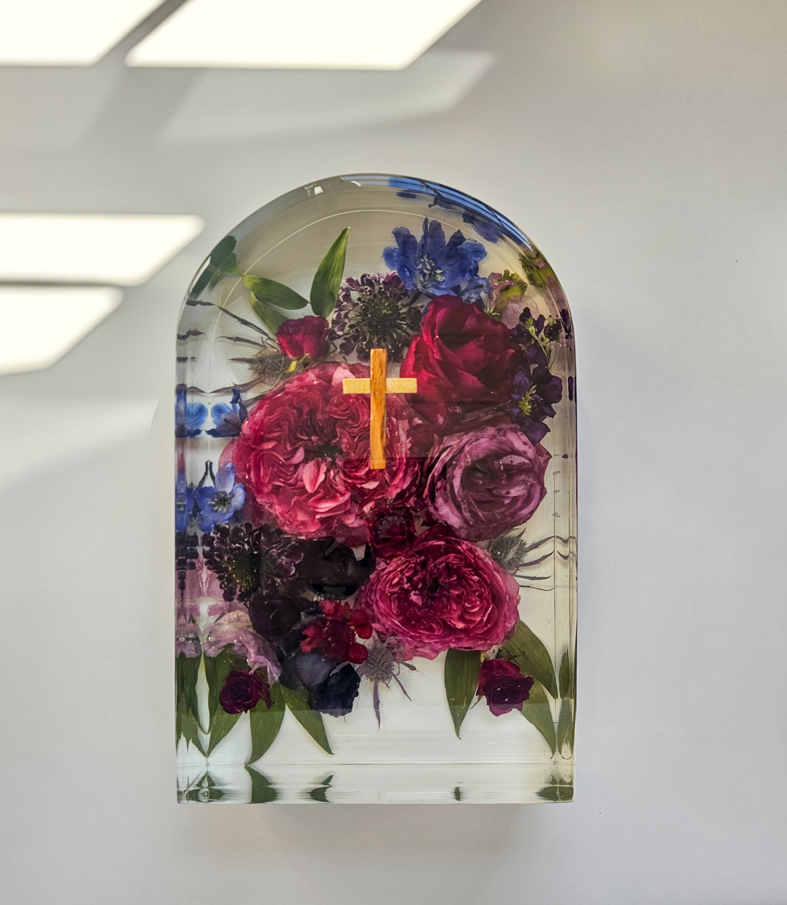 Preserved wedding flowers with artistic layout