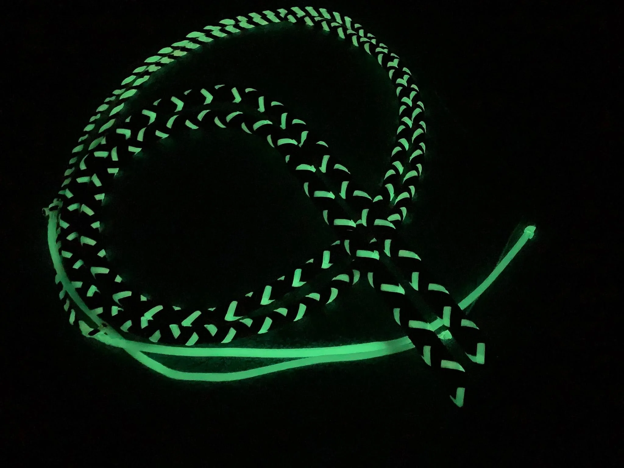 Pair of Red, Black, & Glow-in-the-dark nylon whips