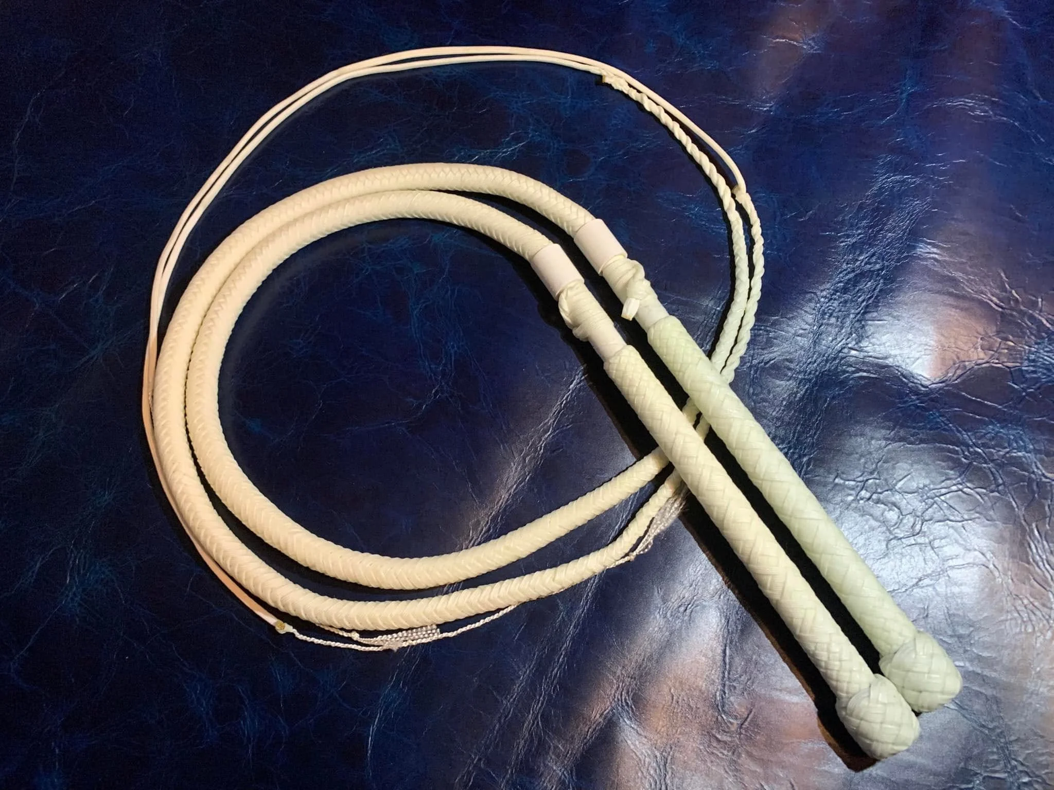 Custom 16 plaited white 3' nylon hybrid performance whips