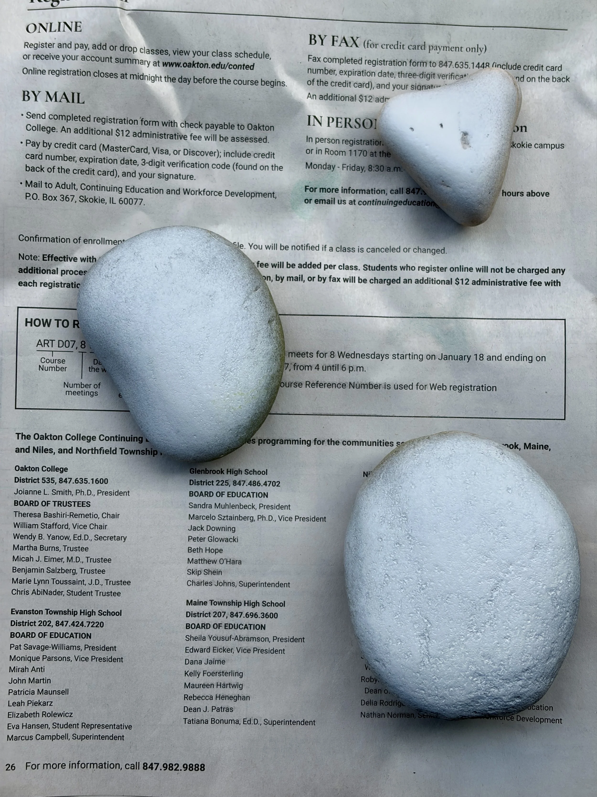 Three smooth rocks primed with a white acrylic base coat, ready for hydro dipping