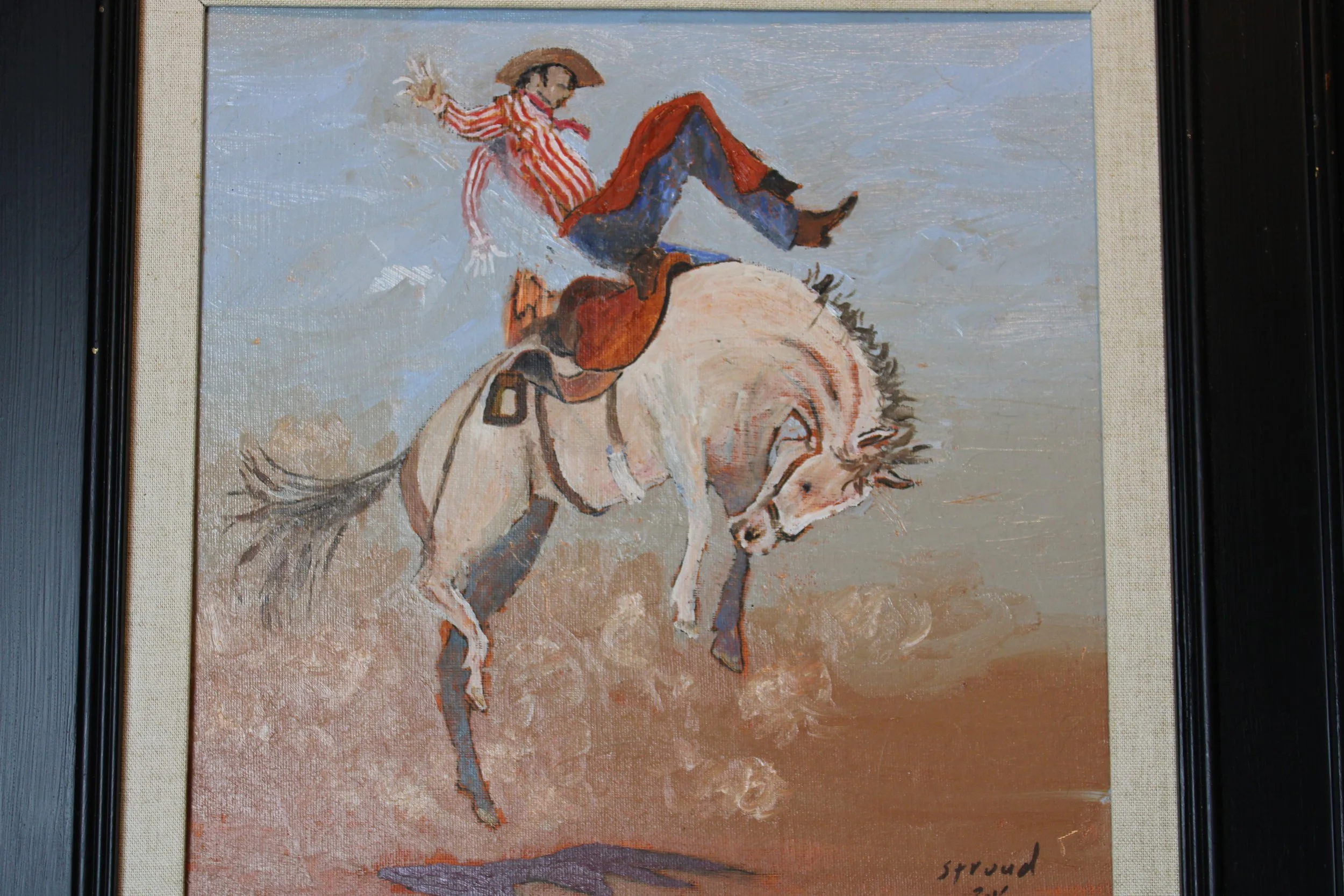             horse & cowboy with red stripe short