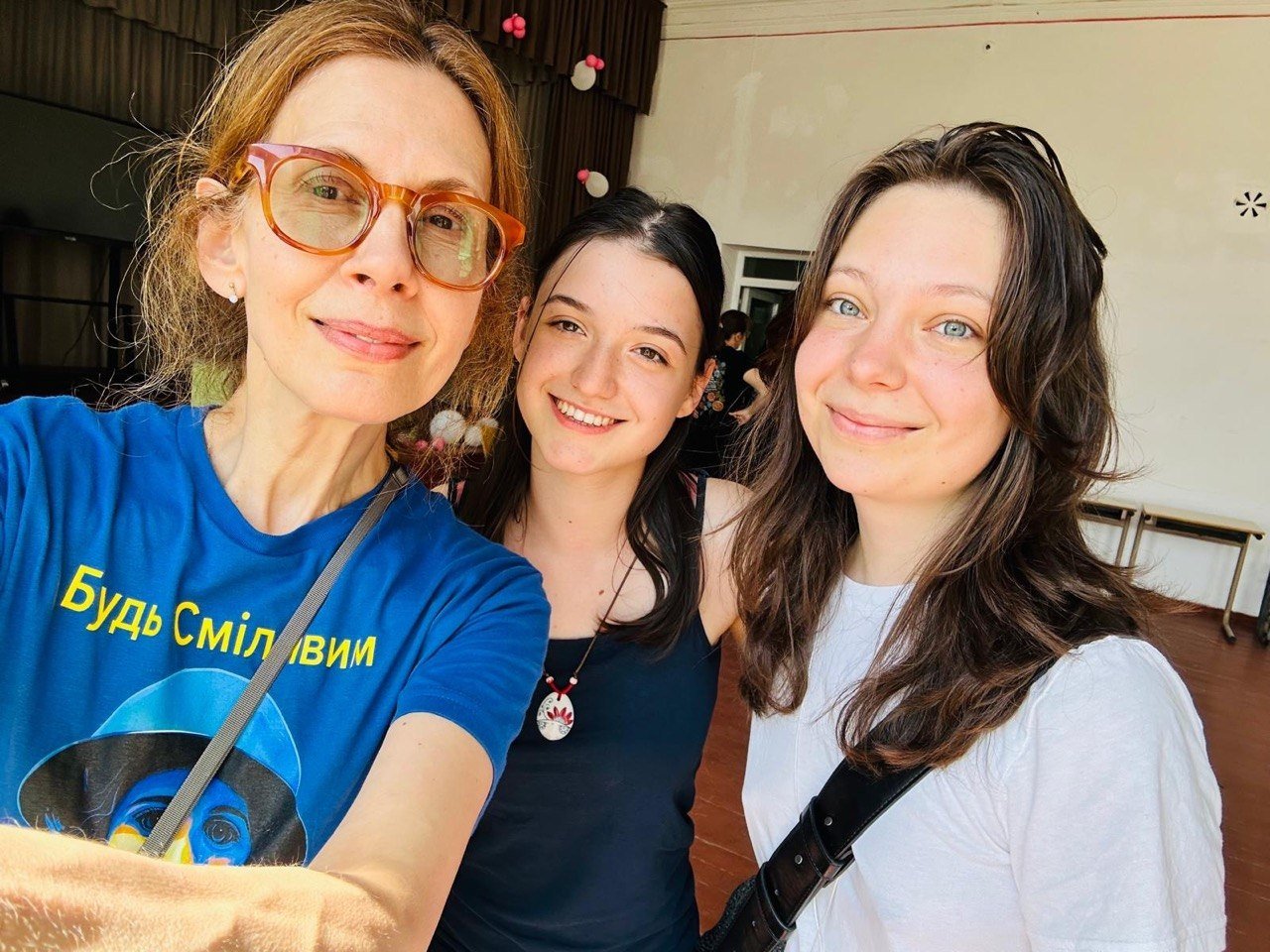 Jessica Hecht, Asia and Sasha with the Campfire Project in Ukraine. Summer 2026