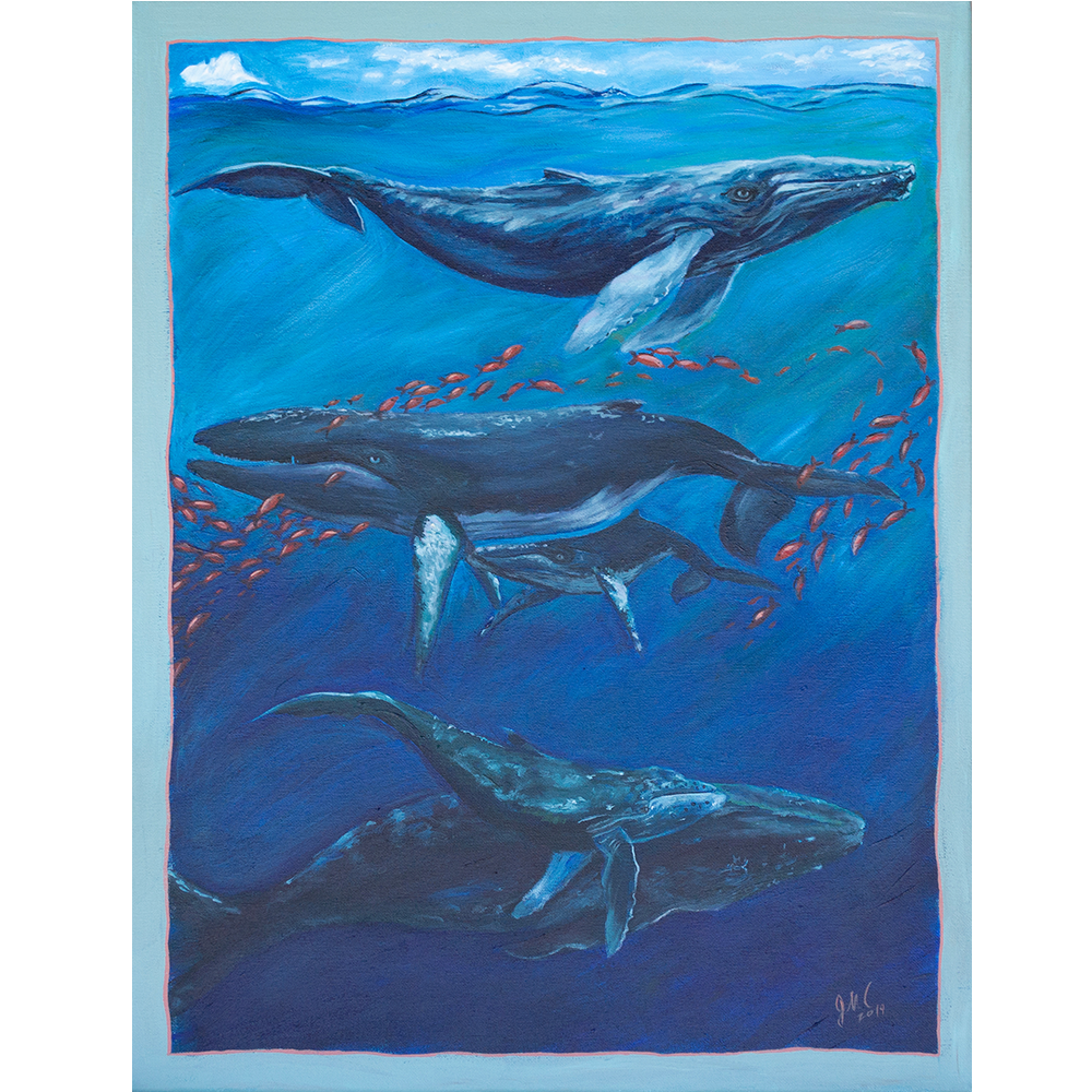 Wesley's Whales - Acrylic on Canvas   -  18” x 24”