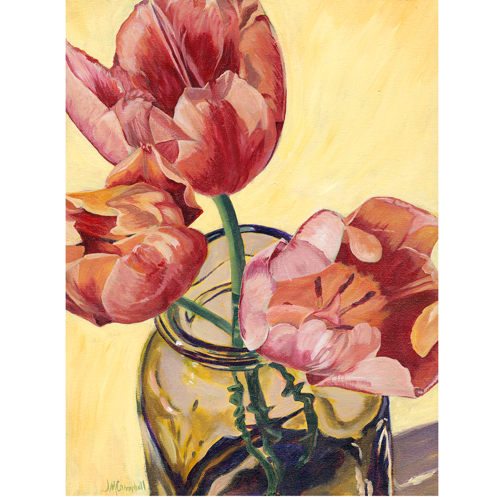 Three Tulips in a Purple Jar 18" x 24"